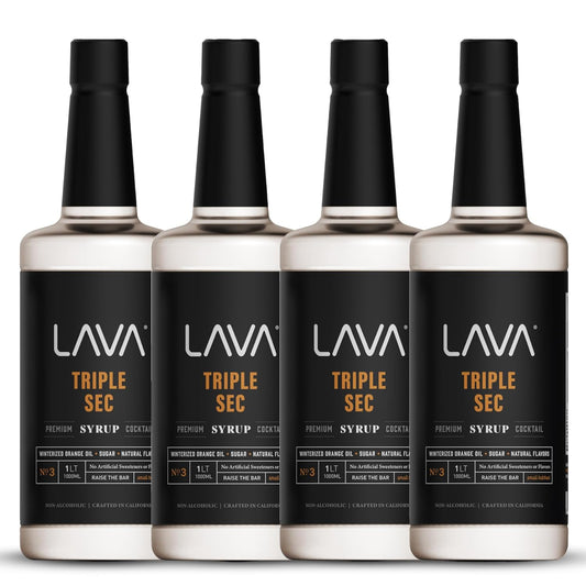 (4-Pack) LAVA Premium Triple Sec Cocktail Syrup, 33.8oz (1-Liter), Made with 100% Sugar, Orange Extract, No Artificial Sweeteners, Flavors, or Colors.