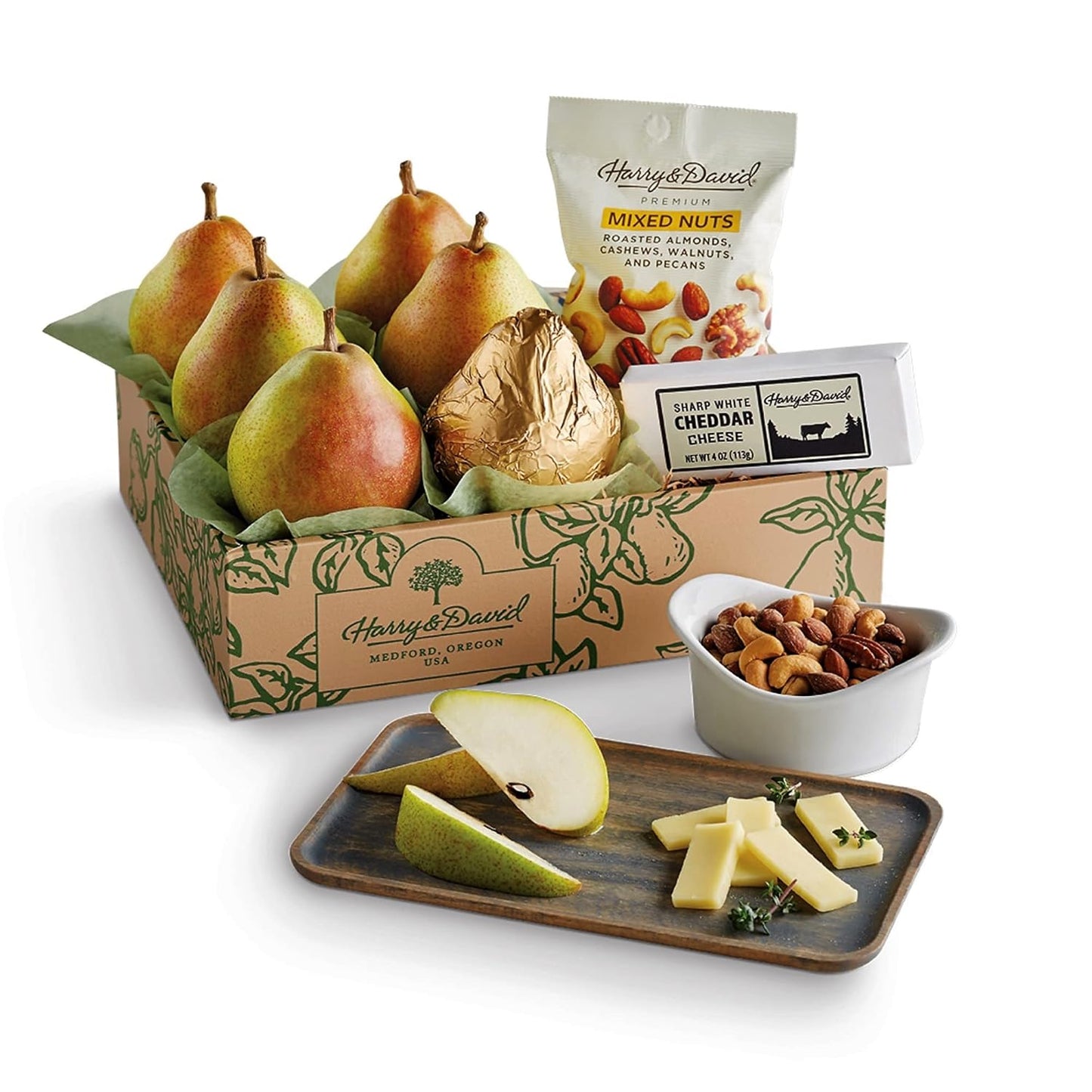 Harry & David Merry Mix-Up Fruit & Nut Gift Baskets, Fruit & Cheese Gift Baskets With Pears, Mixed Nuts & White Cheddar Cheese, Perfect For Any Occasion, Made Fresh, Sweet & Savory