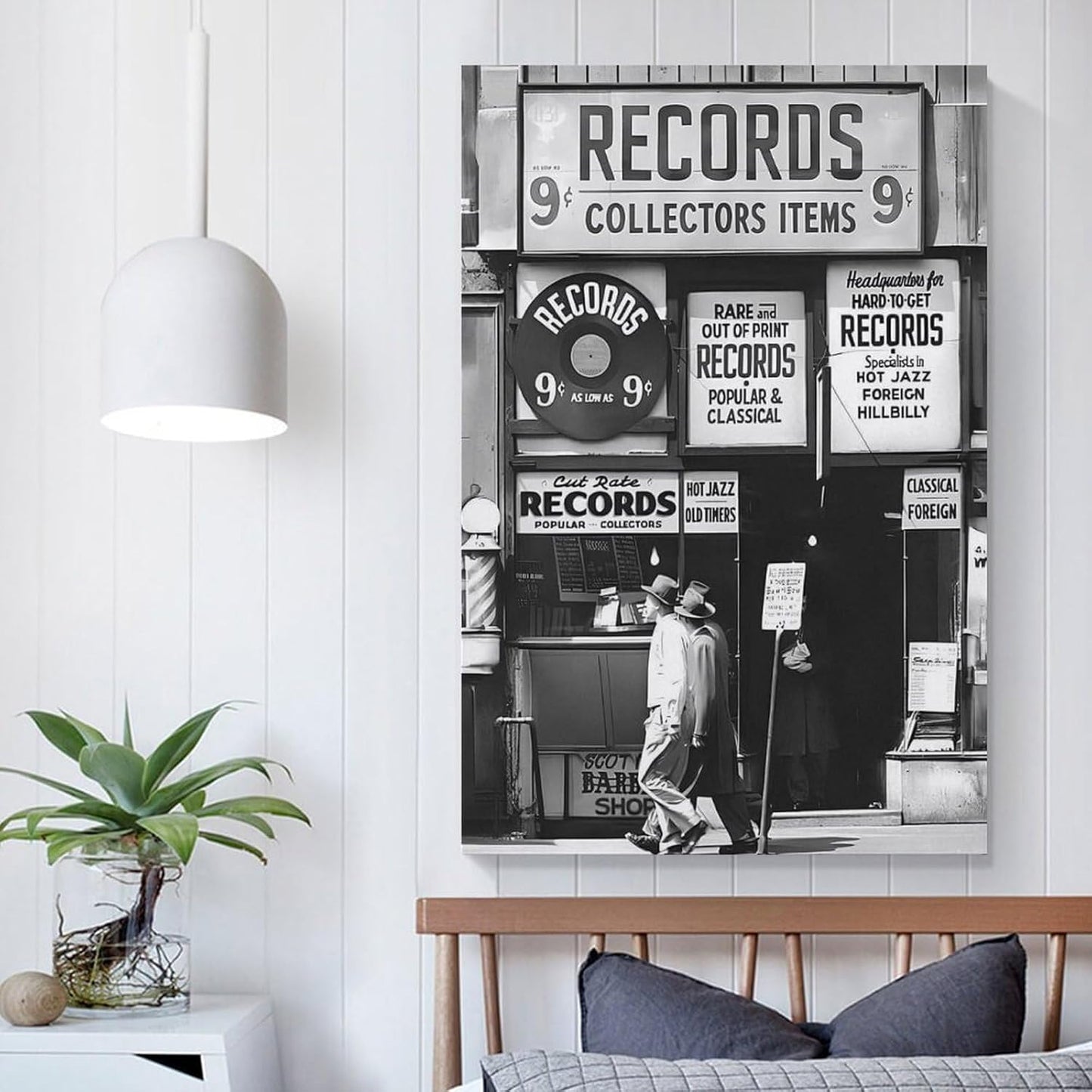 Fashion Black And White Photography Wall Art Vintage Preppy Record Shop Poster Retro Trendy Music Art Aesthetic Canvas Print for Music Lovers Gifts 20x30inch(50x75cm)