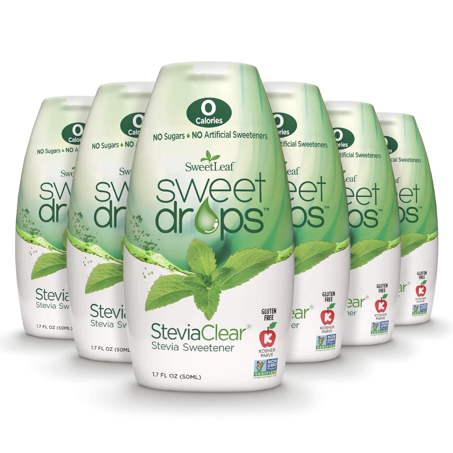 SweetLeaf Sweet Drops - Flavored Stevia Liquid Sweetener, Stevia Extract, Zero Calories, Gluten Free, Keto Friendly, Non GMO, Natural Flavors, Sugar Alternative - Stevia Clear, 1.7 Fl Oz (Pack of 6)