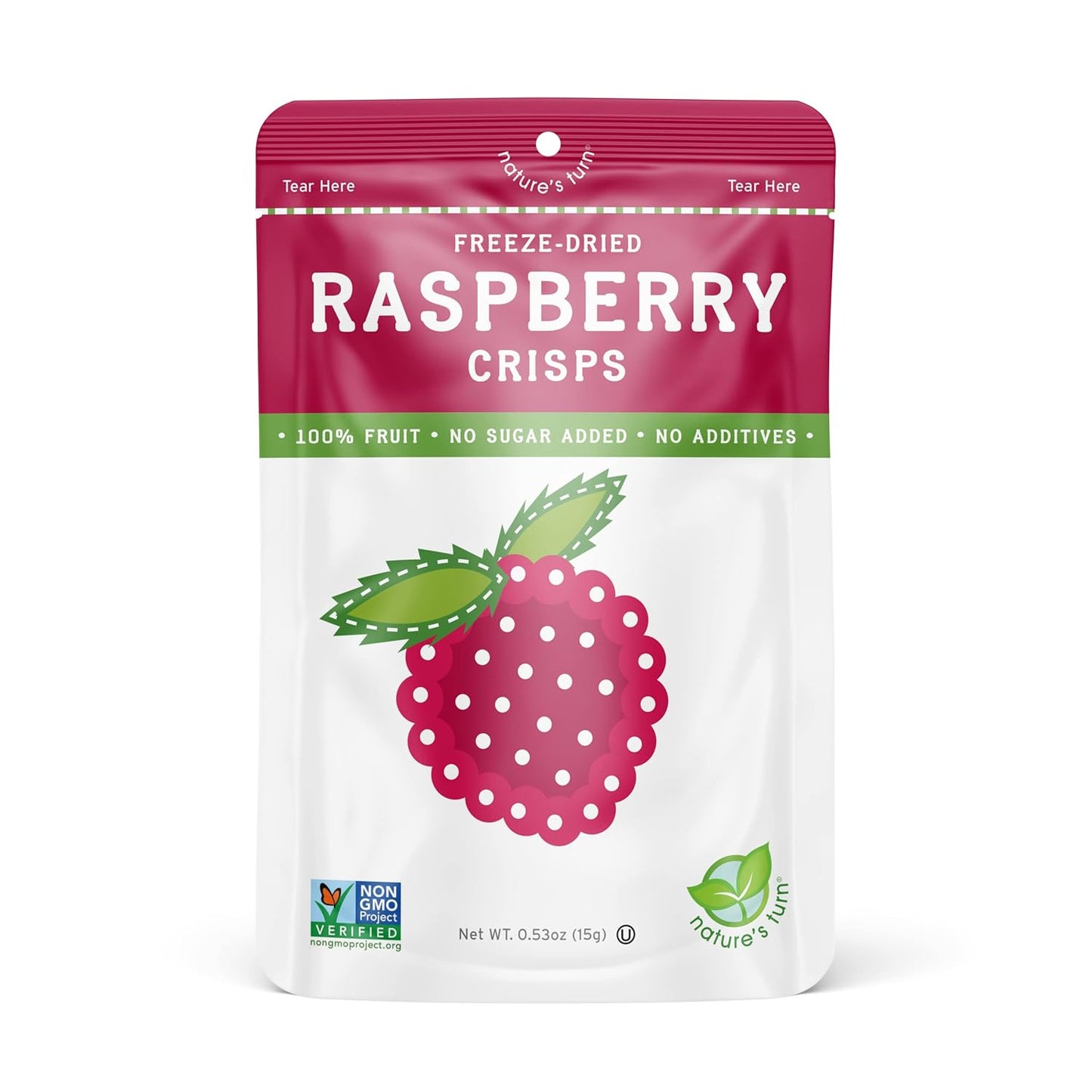Nature’s Turn Freeze-Dried Raspberry Crisps – Healthy, Gluten-Free, Crispy & Delicious, Plant-Based Snack, Ideal for Cereal, Smoothies, School Lunches, & On-the-Go, Bags of 6 (0.53 oz Each)