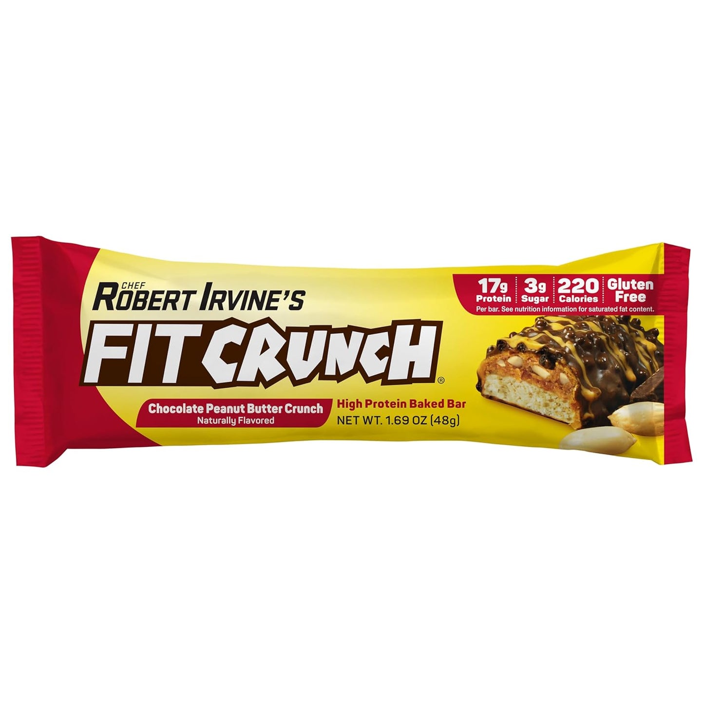 FITCRUNCH Snack Size Protein Bars, 6-Layer Baked Bar, 3g of Sugar, Gluten Free & Soft Cake Core (9 Bars, Peanut Butter Crunch)