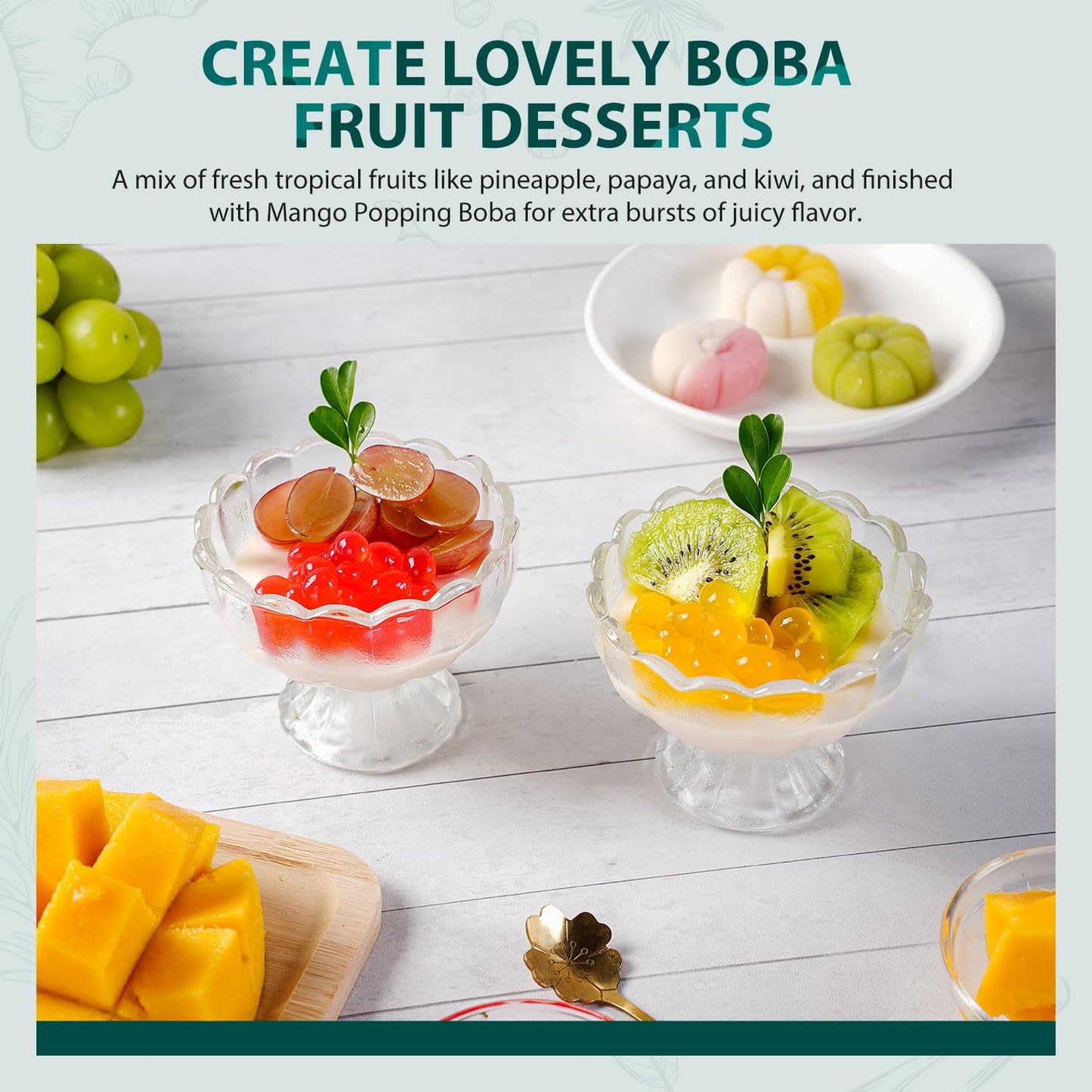 Soeos Mango Popping Boba Pearls 6.6 Pounds, Bursting Boba Pearls for Bubble Tea, Beverages, Shakes, Desserts, Smoothie and Ice Cream Topping