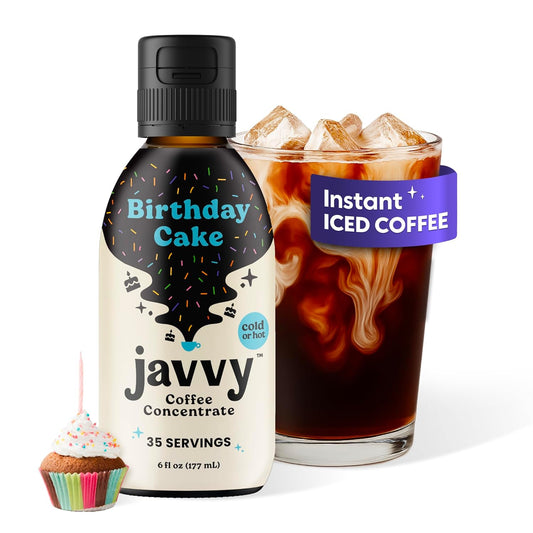 Coffee Concentrate - Limited Release Flavors - Cold Brew Coffee, Perfect for Hot or Iced Instant Coffees, Hot Drinks, Cold Brew Concentrate, 35 Servings - Birthday Cake