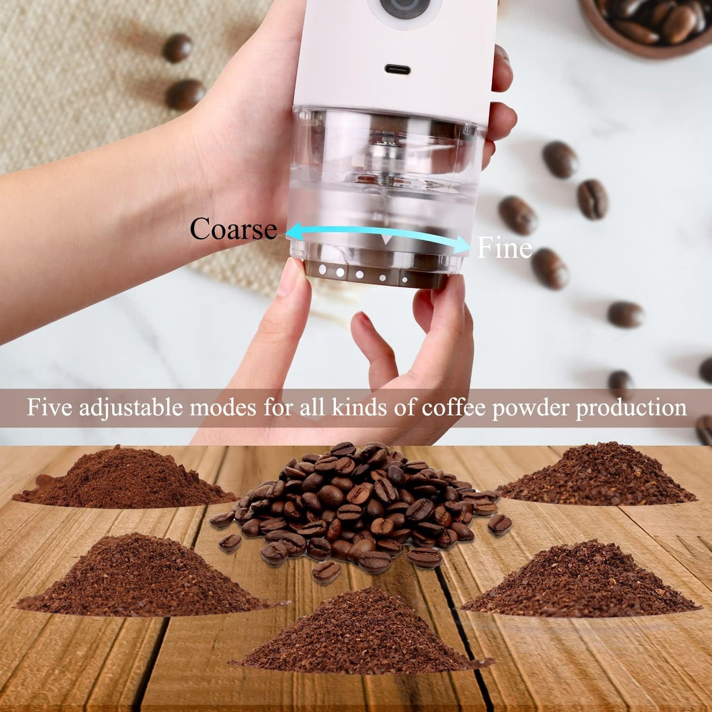 Mulli Update Portable Burr Coffee Grinder,Electric/Manual 2-in-1 Cafe Grind, Adjustable Burr Mill with 5 Precise Grind Setting for Drip/Espresso/PourOver