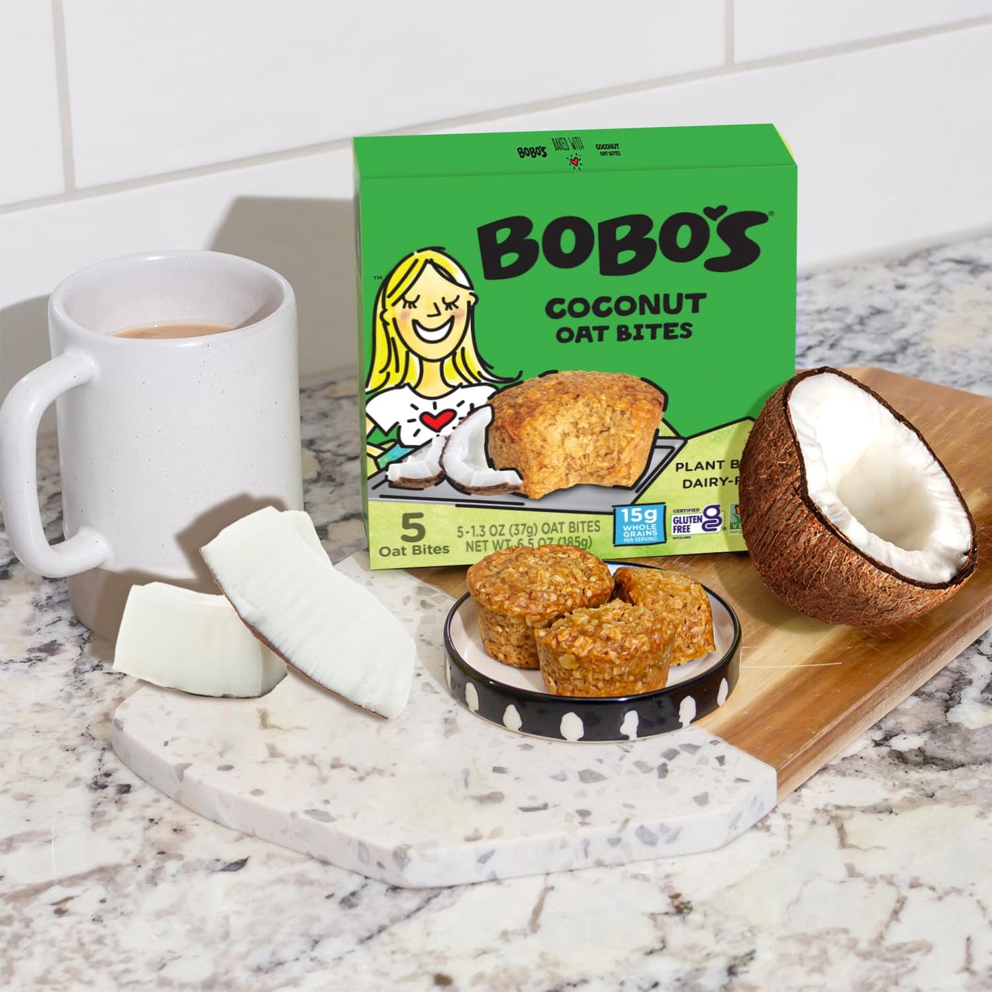 Bobo's Oat Bites, Coconut, 1.3 oz Bites (30 Pack Box), Gluten Free Whole Grain Snack, Vegan On-The-Go