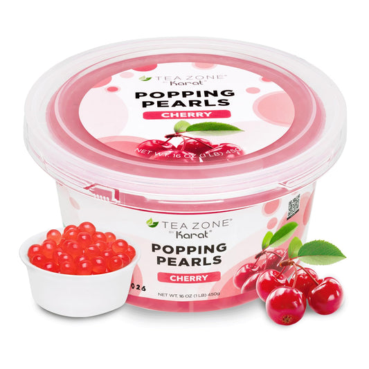 Tea Zone [1 Pound] Cherry Popping Pearls, Bursting Pearls for Teas, Shakes, Smoothies, Dessert Toppings