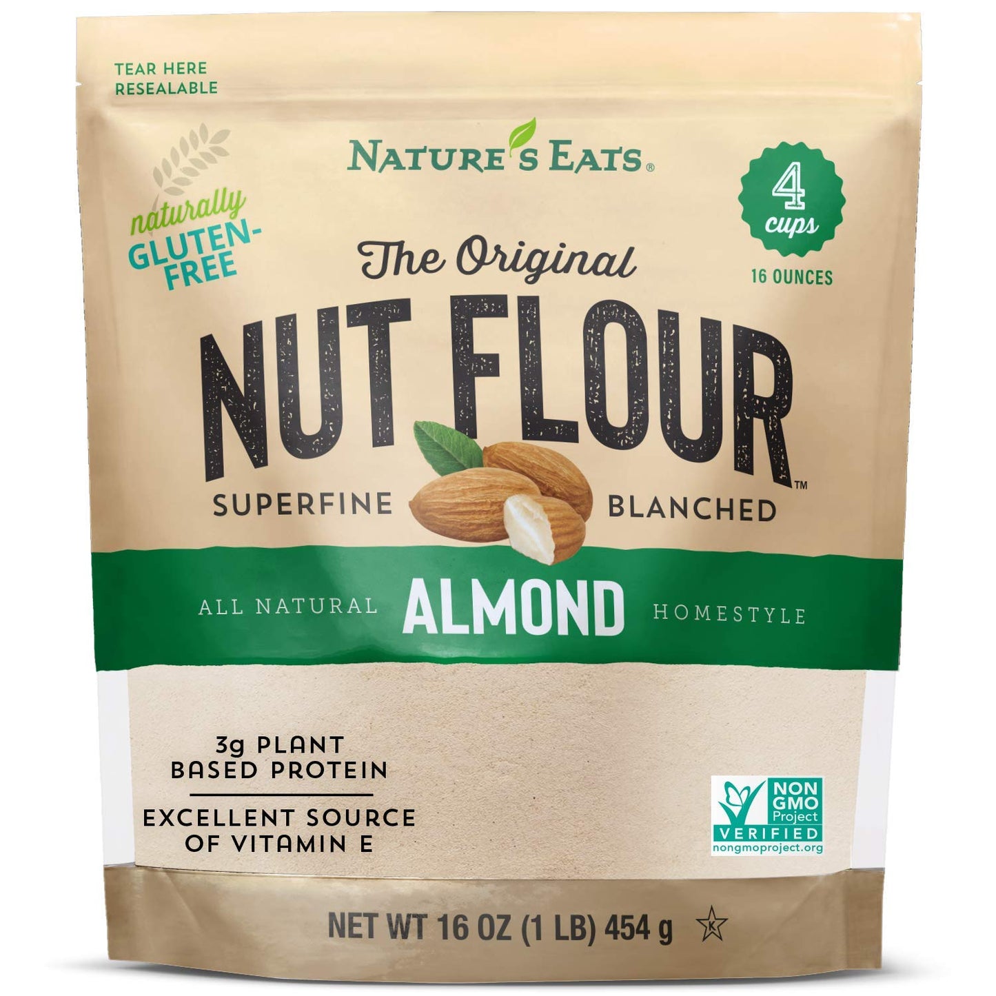 Nature’s Eats Superfine Almond Flour - Finely Sifted, Blanched Gluten Free Nut Flour for Bread, Pancake Mix, Muffins, Low Carb & Vegan Baking - 16 oz