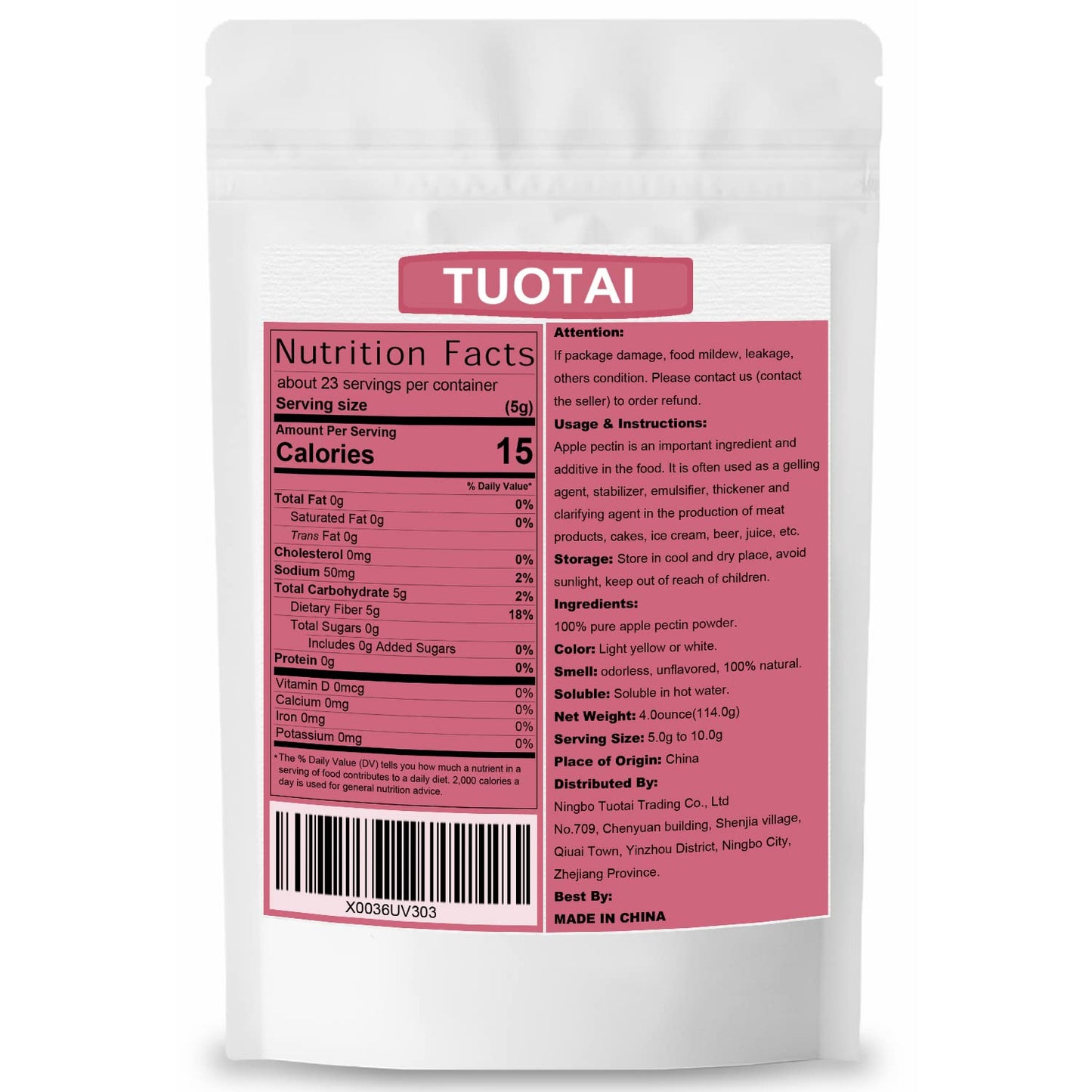 Apple Pectin Powder, 4 Ounces, Natural Fruit Concentrate Food Thickener for Cake, Jelly and Baking Food (Pack of 2)