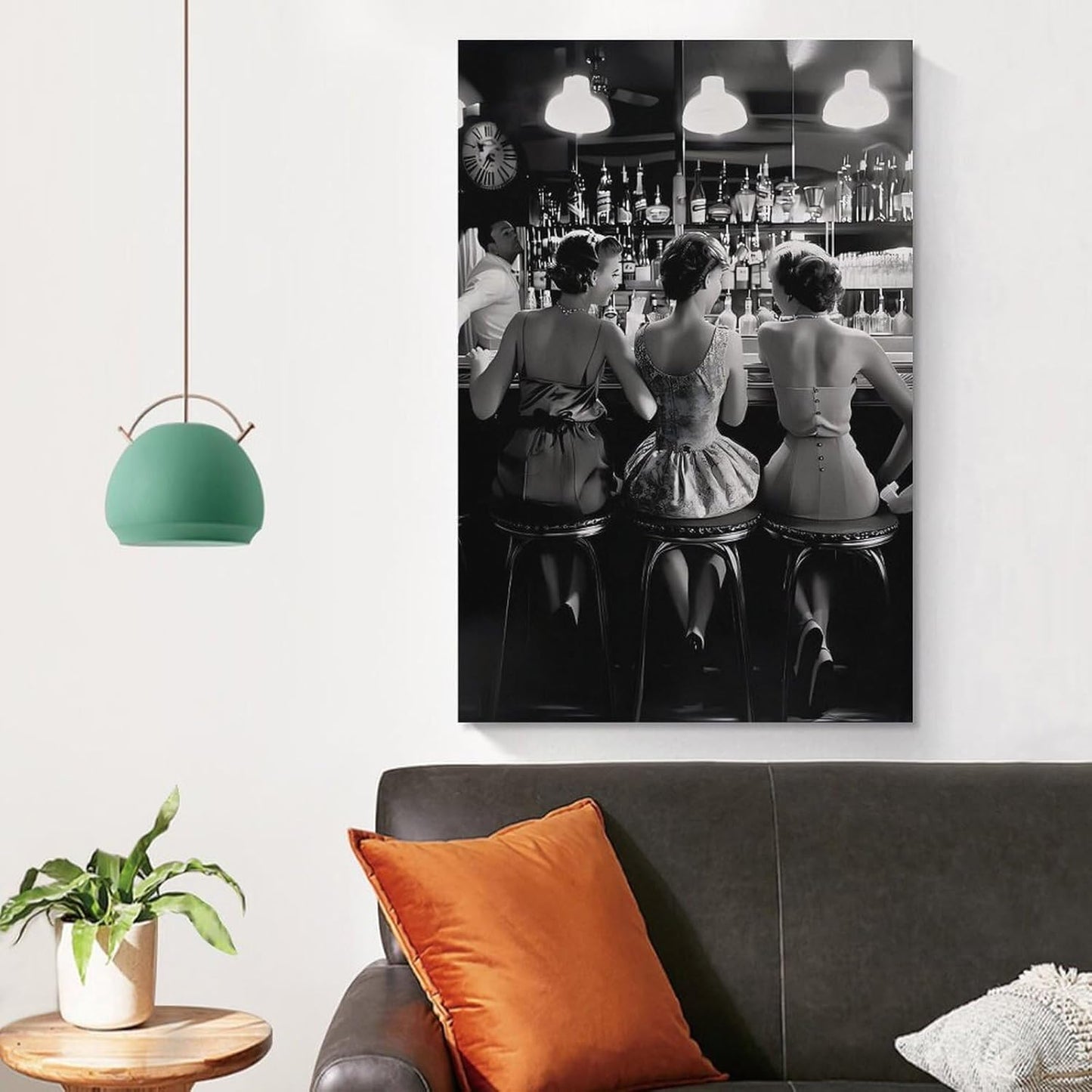 Vintage Black And White Posters Trendy Women Drink Cocktail Wall Art Funky Girly Room Decor Retro Alcohol Canvas Prints Posters Three Friends Pictures 24x36inch(60x90cm)