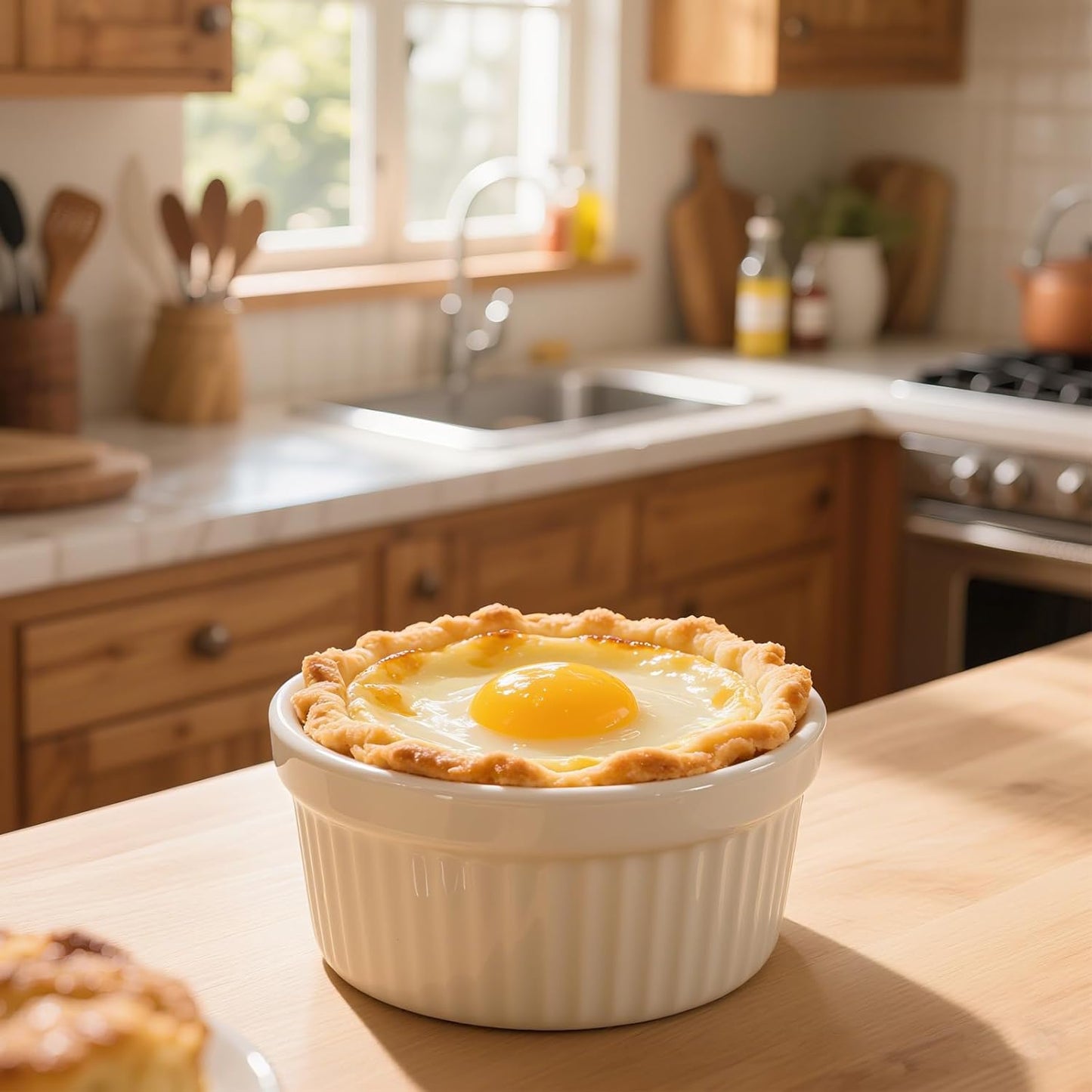 10 oz Ceramic Creme Brulee Ramekins Oven Safe, Small Souffle Ramekins with Lids, Mini Ramekin Set with Covers Set of 4, Pudding Custard Cups Ramiken for Baking, Meal Prep, Picnic, Camping