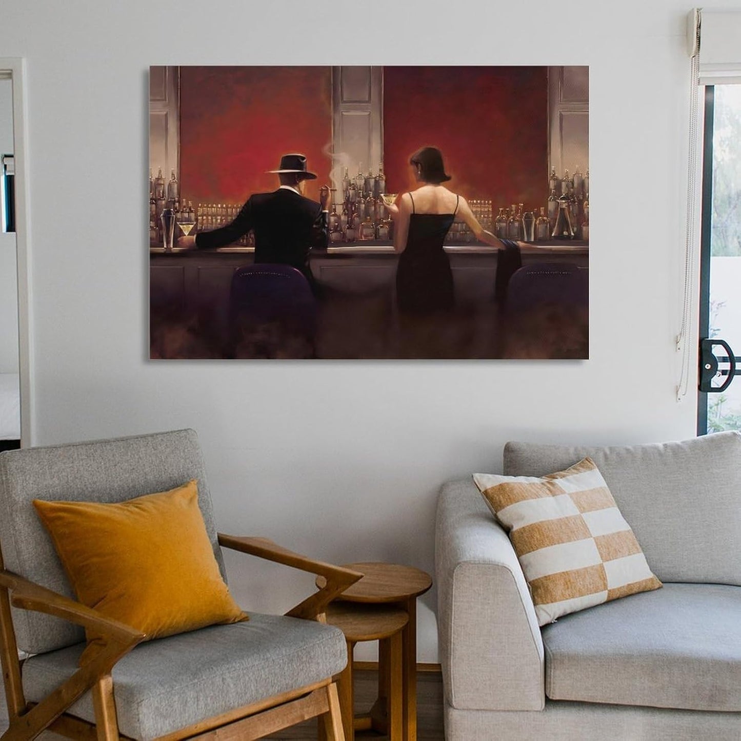 Of Men And Women Drinking In A Bar Cigar Canvas Printing Posters Bathroom Decor for Home Toilet Restroom 12x18inch(30x45cm)