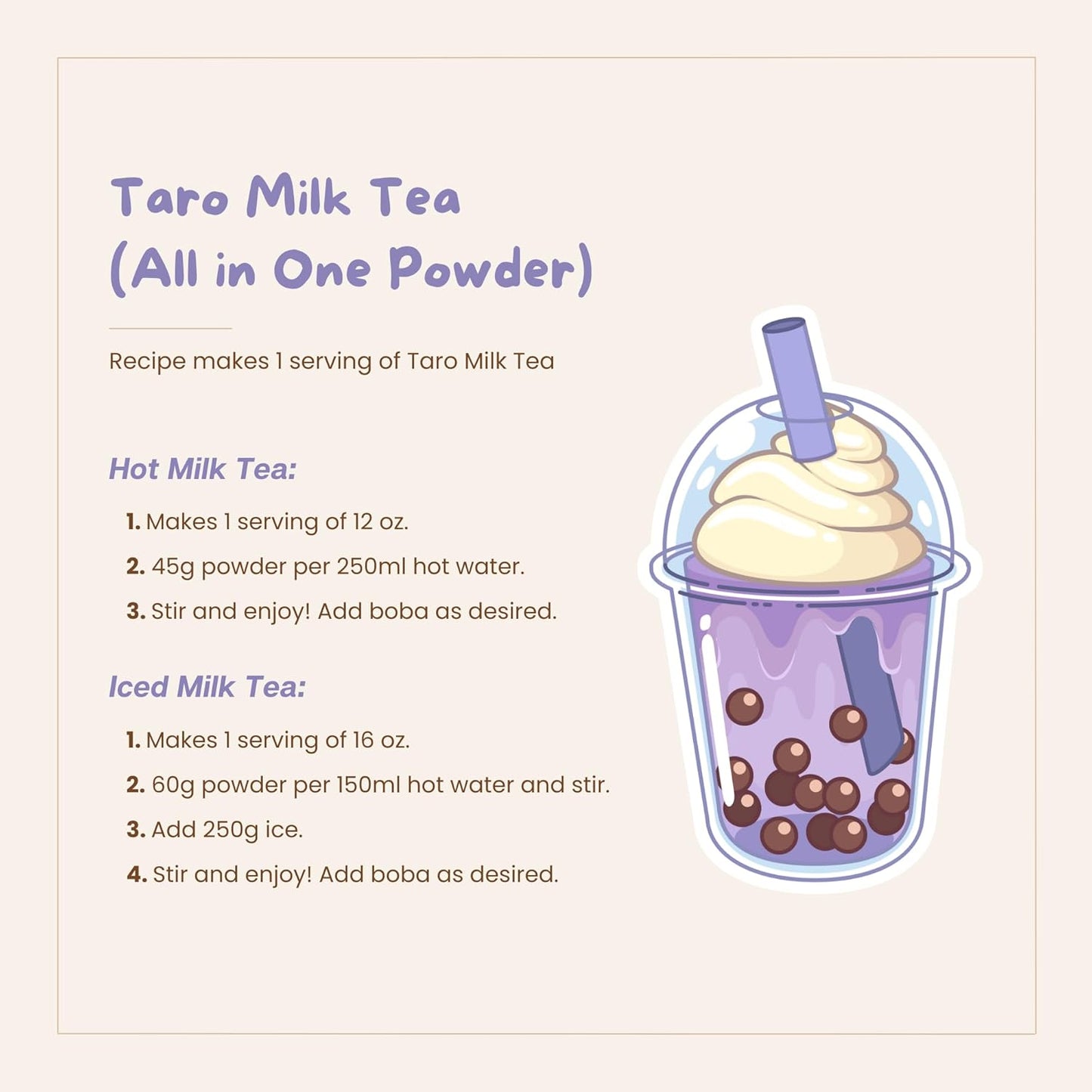 Bossen Bubble Tea All-in-One Powder Mix (Taro)