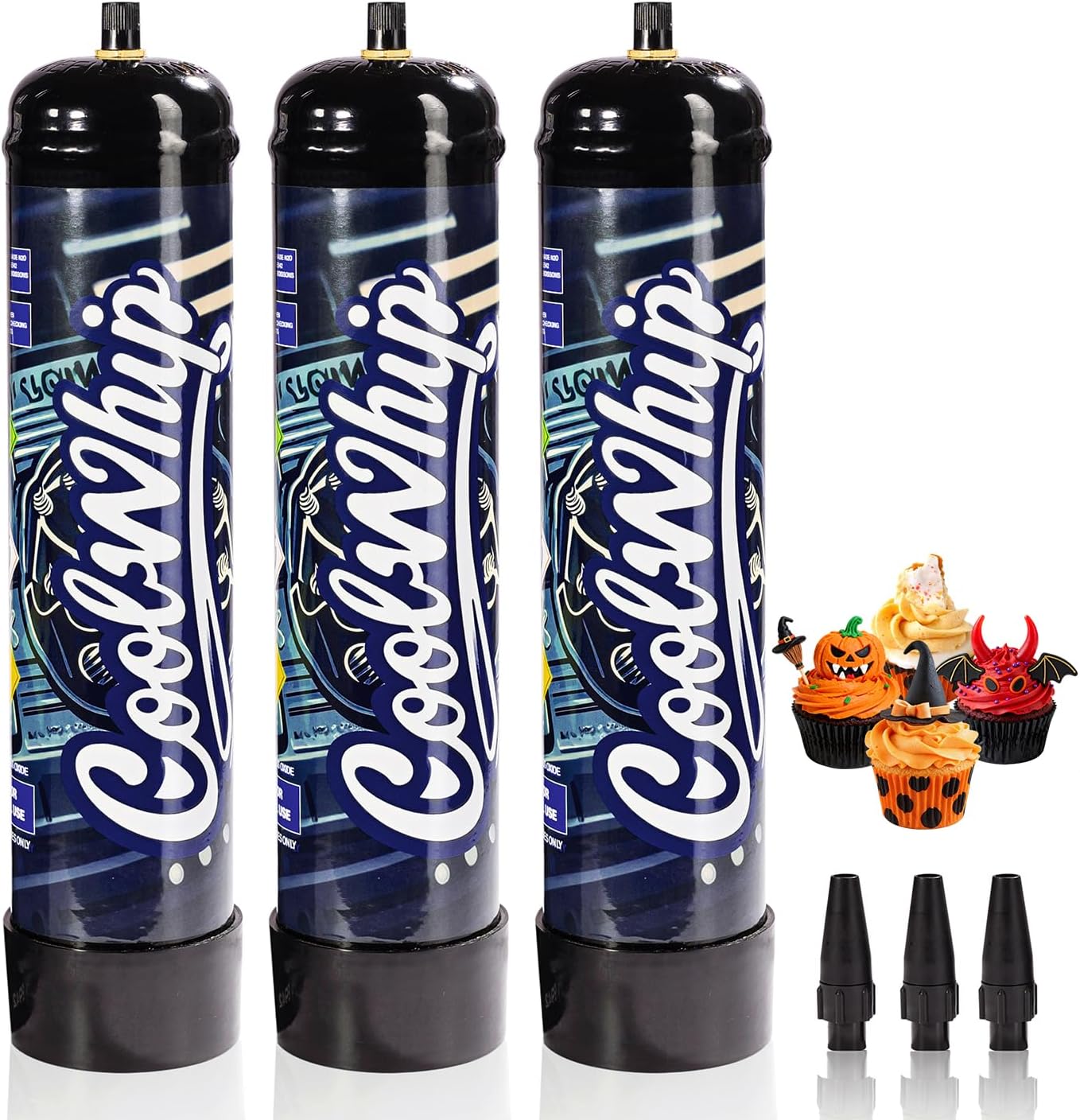 Whipped Cream Charger 740G Whip Cream Charger Cartridges Whip Cream Charger Cylinder Food Grade Original Flavor (Nozzle Included) 3-Pack