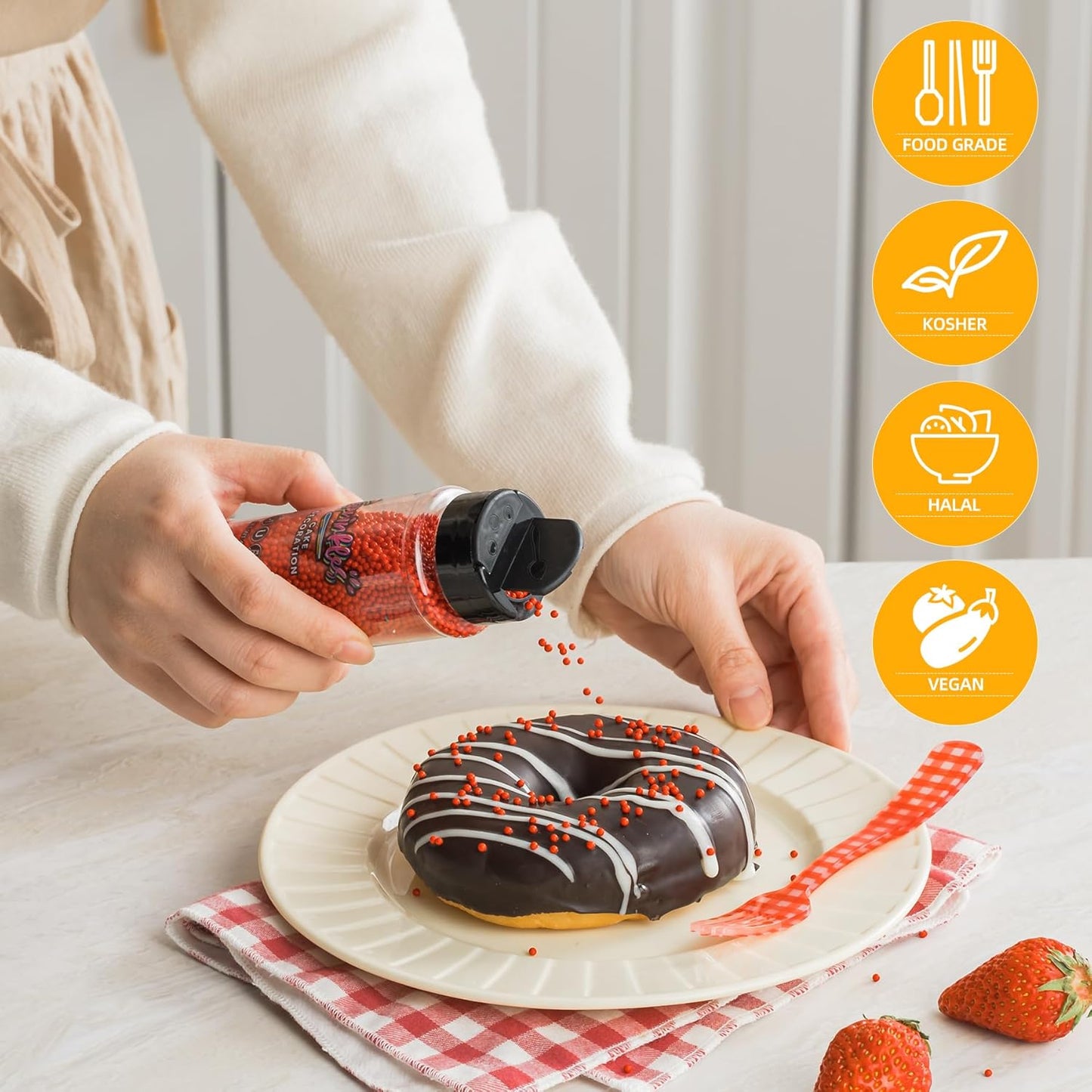 White Nonpareils Sprinkles, Sujoygar 4oz Edible Cake Sprinkles for Ice Cream Toppings Cupcake Chocolate Decoration, Wedding Party Cookies Baking Dessert Food Supplies