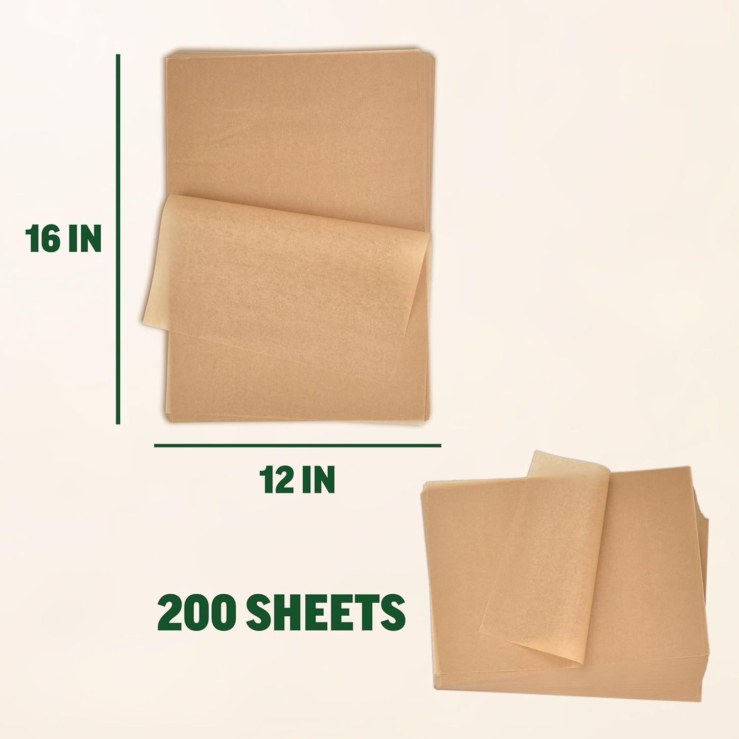 Zenlogy Parchment Paper Sheets 12x16 (200 sheets) for Baking - Unbleached Chlorine-free High Heat Non-Stick Pre-Cut Parchment Paper for Half Sheet Pans