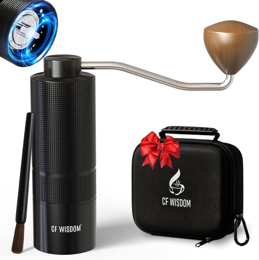 Manual Coffee Grinder with Adjustable Grind Setting -420 Steel Burr Hand Grinder for Espresso, French Press, Pour Over -Portable Coffee Bean Grinder for Travel, Office, Gift