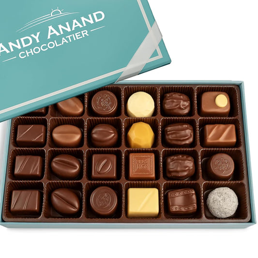 Andy Anand Chocolatier Sugar Free Belgian Dark Chocolate Truffles - Gluten Free & Diabetic-Friendly Chocolate Truffles Gift Box, Assorted Flavors Belgian Truffles With Guilt-Free Indulgence (16 Pcs)