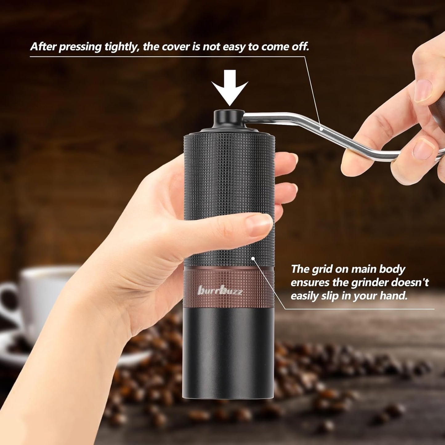 New MB1 Manual Coffee Grinder, Stainless Steel Conical Burr Coffee Grinders, Easy Cleaning, Hand Espresso Grinder Adjustable Settings for Pour Over,Cold Brew Travel Gift (Gray)