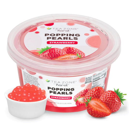 Tea Zone [1 Pound] Strawberry Popping Pearls, Bursting Pearls for Teas, Shakes, Smoothies, Dessert Toppings