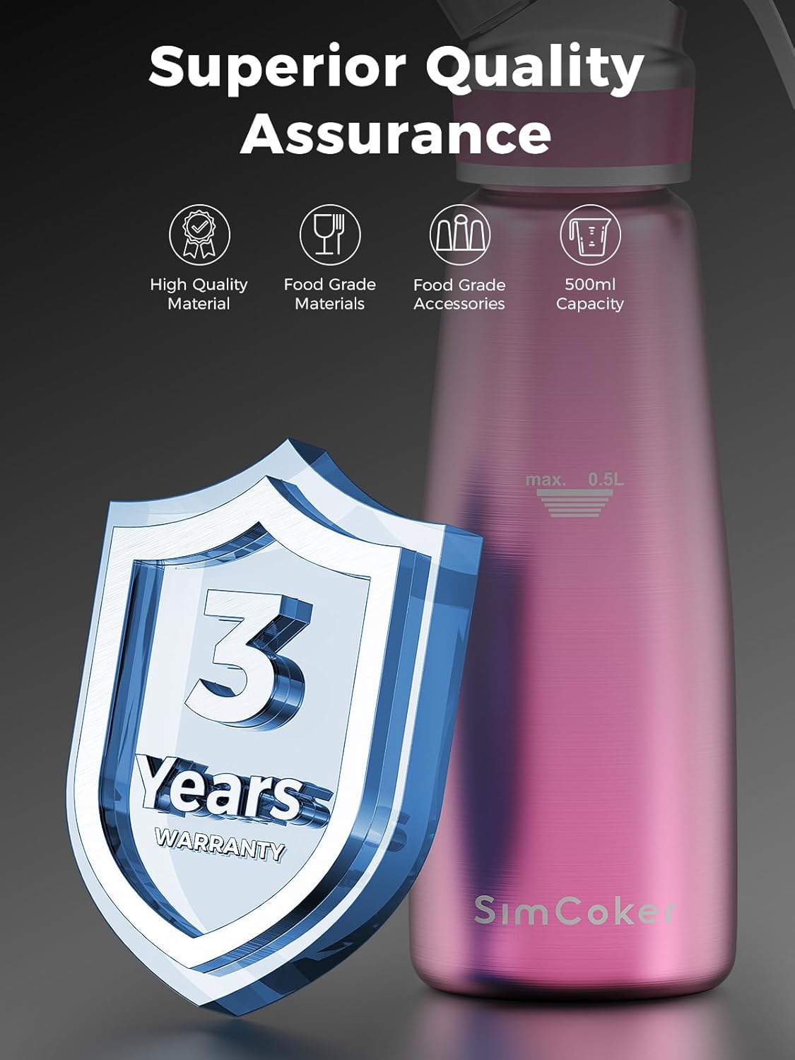 Whipped Cream Dispenser,Aluminum Cream Whipper 500mL/1 Pint,3 Decorating Nozzles,1 Brush, 1 Storage Bag,Homemade Whipped Cream Maker,Pink