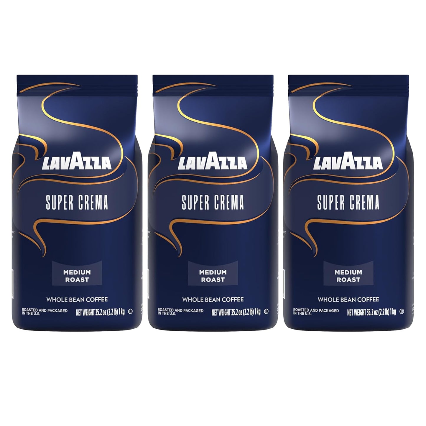 Lavazza Italian "Super Crema" Espresso Whole Bean Value Pack (3 x 2.2 lb bags)