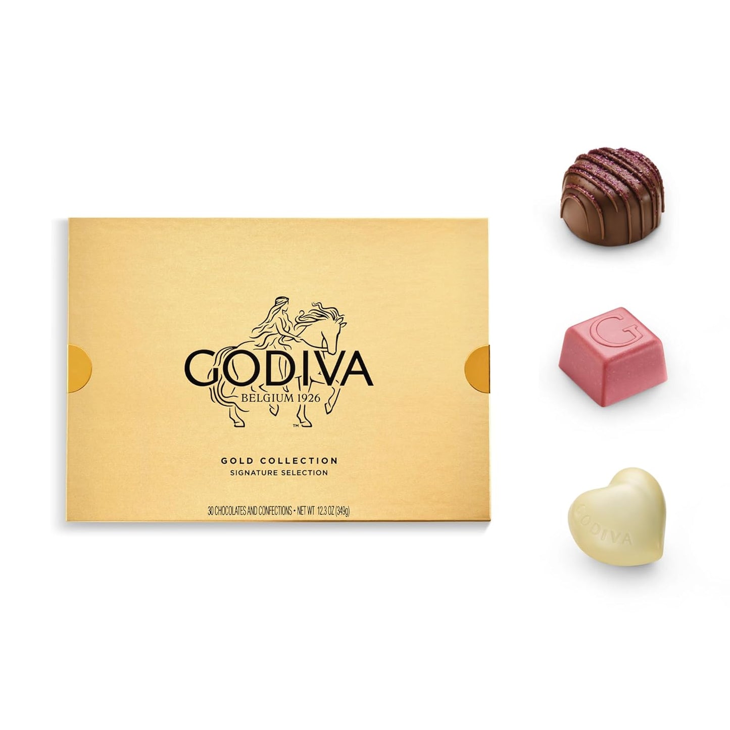 Godiva Gold Assorted Chocolate Gift Box, Belgian Dark and Milk Chocolates with Pralinés, Ganaches & Caramels, Gourmet Gift for Birthdays, Holidays, Non-GMO & Kosher, 30 Pc