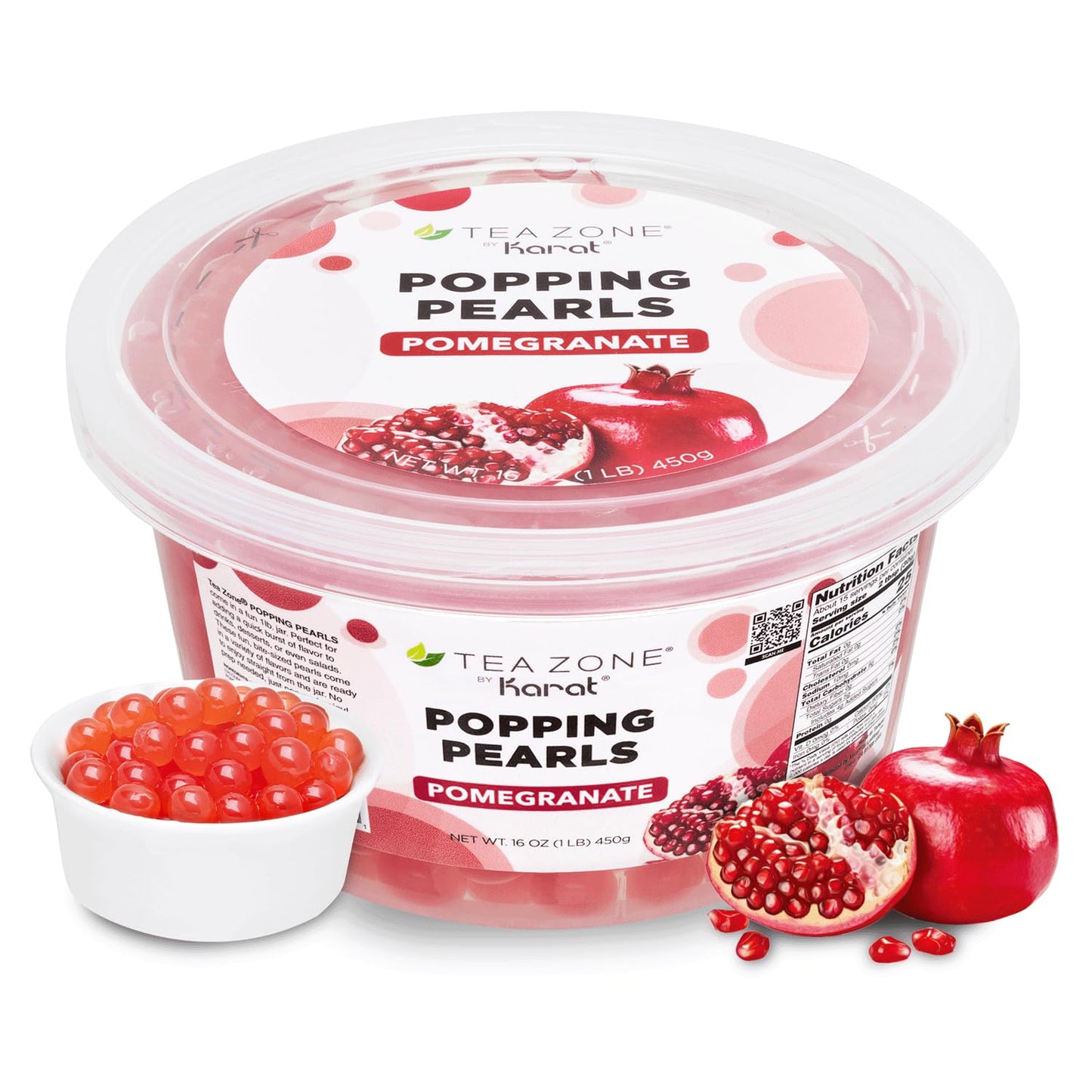 Tea Zone [1 Pound] Pomegranate Popping Pearls, Bursting Pearls for Teas, Shakes, Smoothies, Dessert Toppings