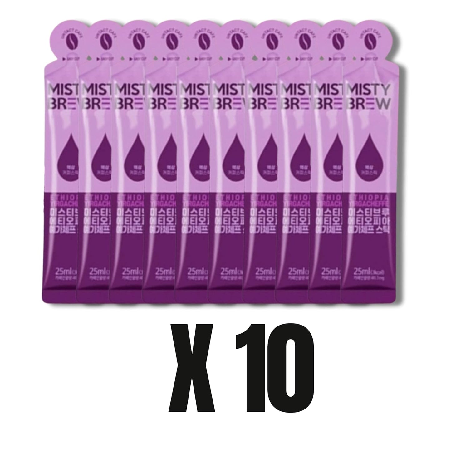 Cold Brew Coffee Concentrate liquid, Single Serve Coffee Sticks, MistyBrew, Imported from Korea, Premium coffee (10 stickes, Yirgacheffe)