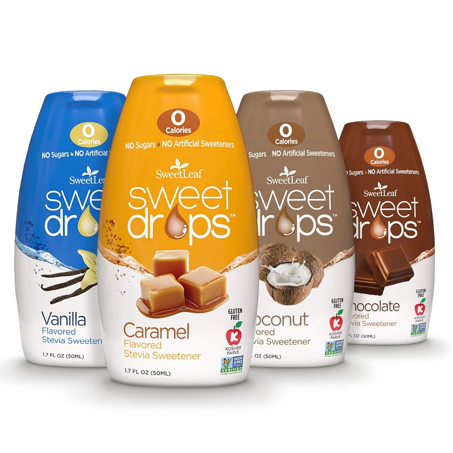 SweetLeaf Sweet Drops - Flavored Stevia Liquid Sweetener, Stevia Extract, Zero Calories, Gluten Free, Keto Friendly, Non GMO, Natural Flavor, Sugar Alternative - Variety Pack, 1.7 Fl Oz (Pack of 4)