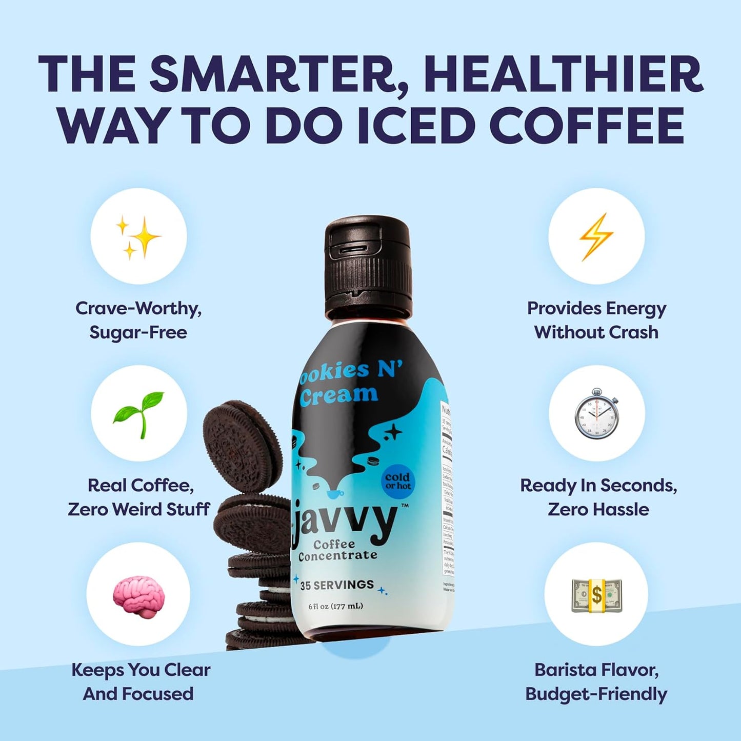 Coffee Concentrate - Limited Release Flavors - Cold Brew Coffee, Perfect for Hot or Iced Instant Coffees, Hot Drinks, Cold Brew Concentrate, 35 Servings - Cookies N’ Cream
