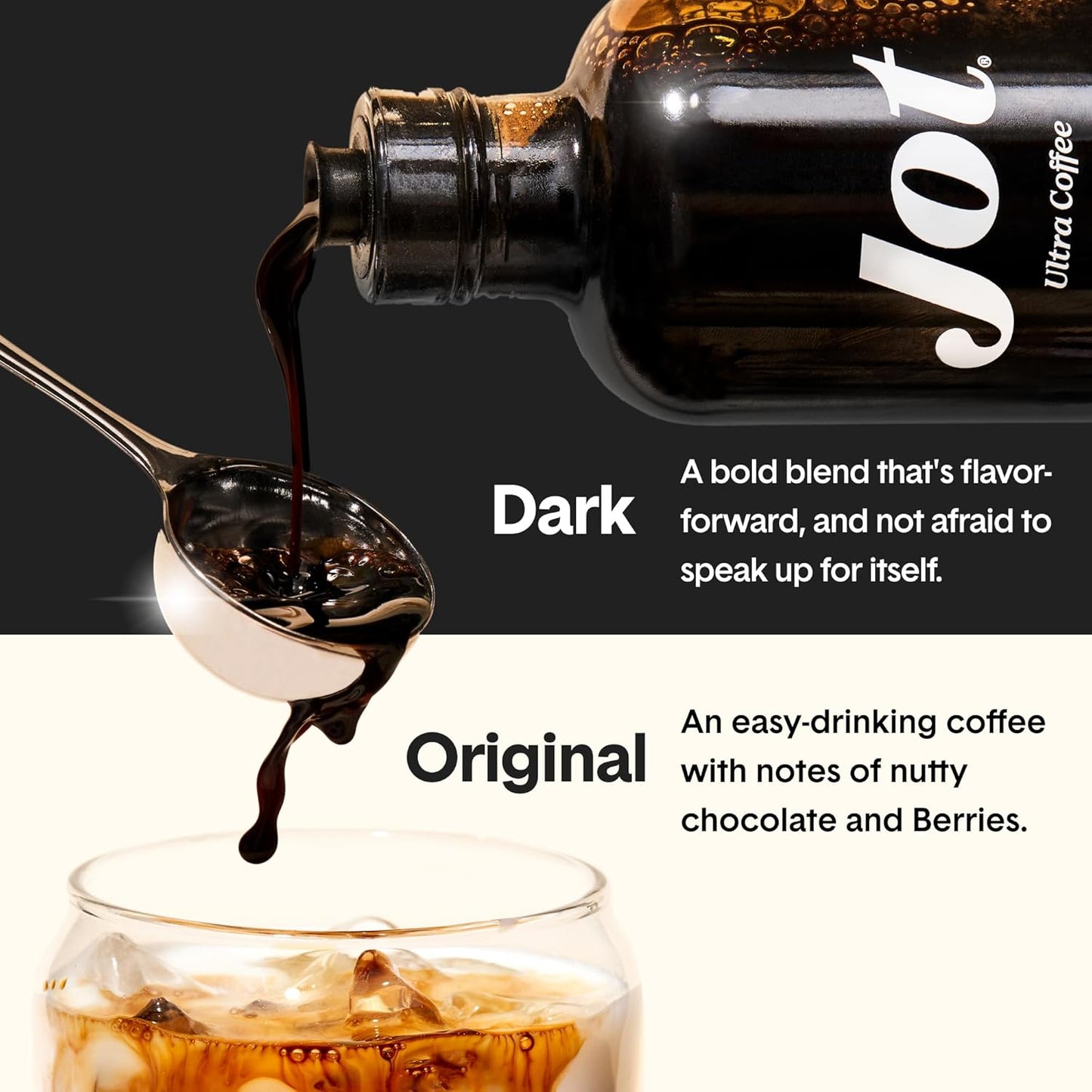Jot Coffee Concentrate (Original/Dark) High Caffeine Cold Brew Coffee Concentrate Liquid for Iced Coffees, Instant Espresso, Hot or Cold Instant Coffees - Makes 14 Cups, 150mg Caffeine/Tbsp, No Sugar