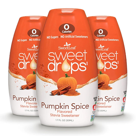 SweetLeaf Sweet Drops - Flavored Stevia Liquid Sweetener, Stevia Extract, Zero Calories, Gluten Free, Keto Friendly, Non GMO, Natural Flavor, Sugar Alternative - Pumpkin Spice, 1.7 Fl Oz (Pack of 3)