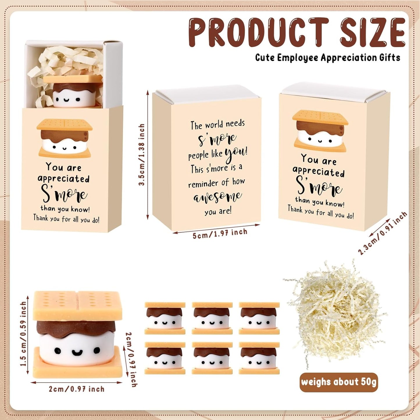 Wettarn 75 Sets S'more Appreciation Gifts Bulk Marshmallow with Box Party Favors Christmas Vet Tech Thank You Gift Rewards for Teacher Employee Nurse Coworkers Staff Team