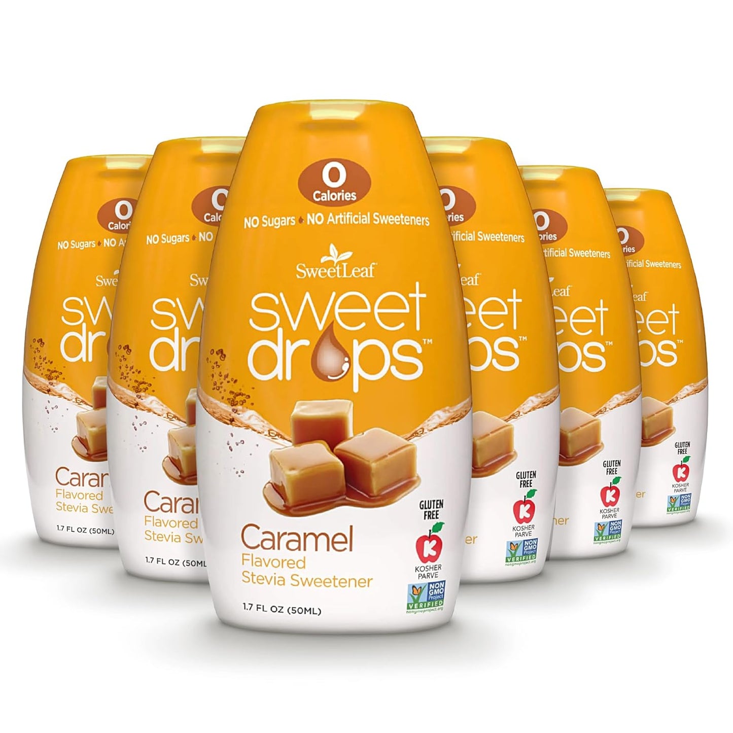 SweetLeaf Sweet Drops Caramel Liquid Stevia Sweetener - Stevia Drops Caramel, Zero Calories, Zero Sugar, Non-GMO, Gluten-Free, Keto Friendly, Caramel Stevia Drops - 1.7 Fl Oz, Pack of 6
