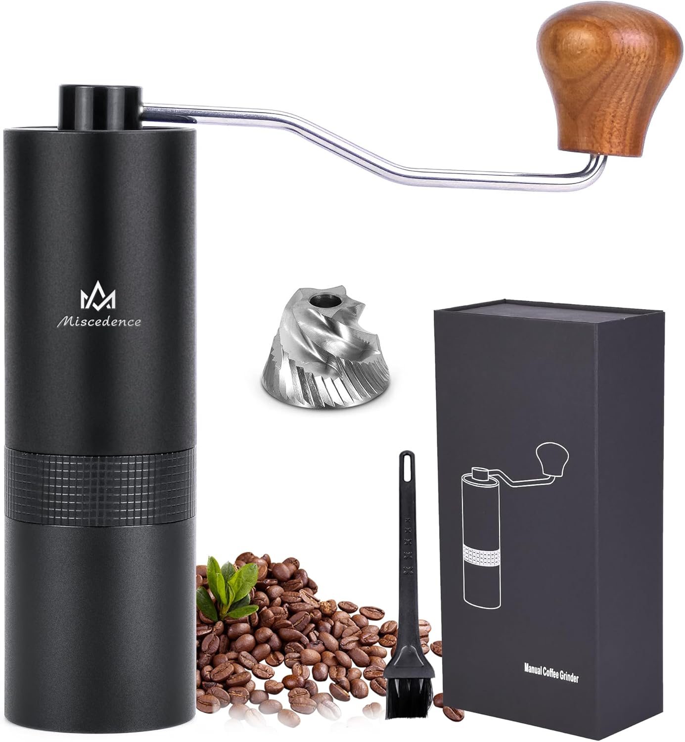 Manual Coffee Bean Grinder Internal Adjustable Setting Double Bearing Positioning, hand burr coffee grinders for home use Perfect for Camping