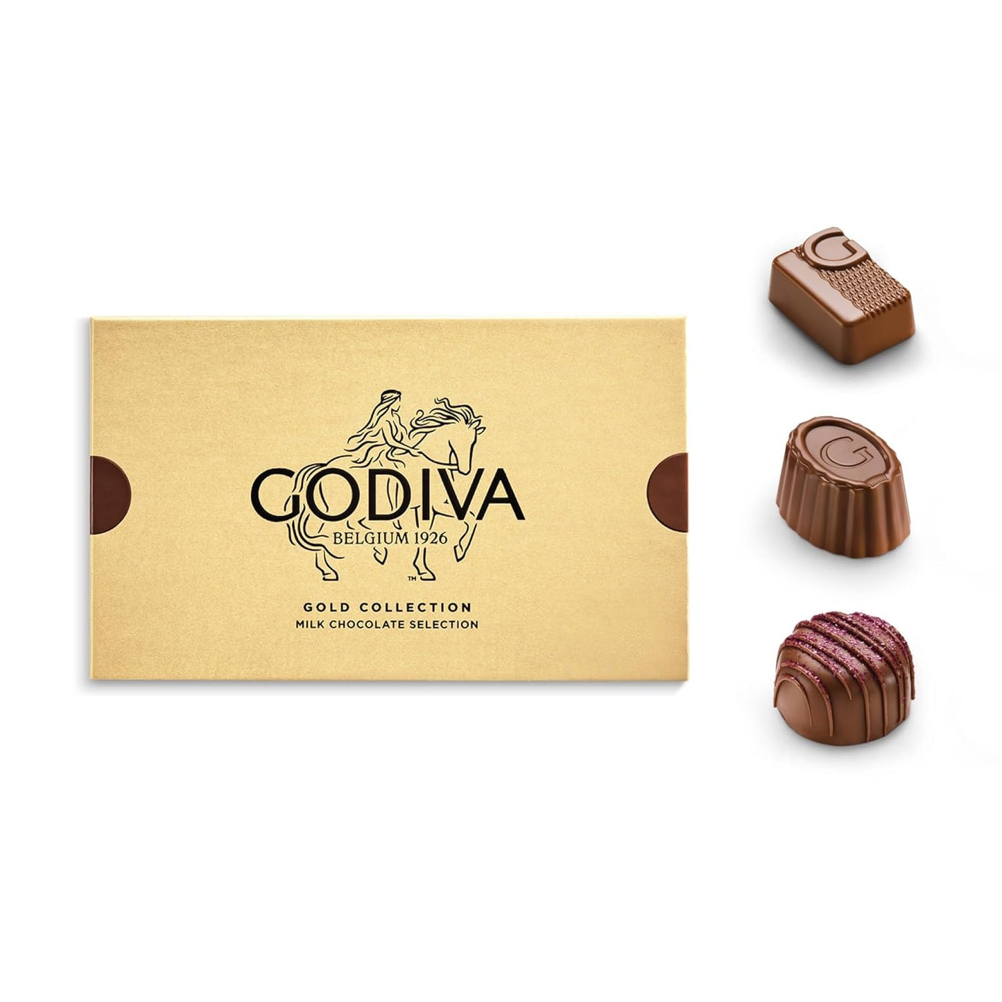 Godiva Gold Milk Chocolate Gift Box, Belgian Milk Chocolates with Pralinés, Ganaches & Caramels, Gourmet Gift for Birthdays, Holidays, Non-GMO & Kosher, 15 Pc
