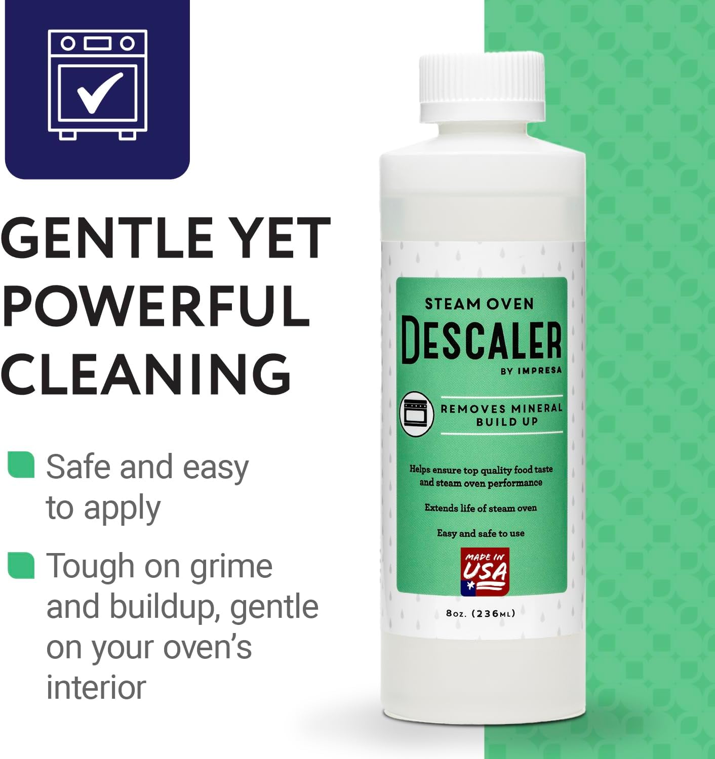 IMPRESA Descaling Solution for Steam Ovens - 8 fl oz Pack of 1 - Made in USA - Compatible with Wolf, Miele, Thermador, Gaggenau, Bosch & Smeg