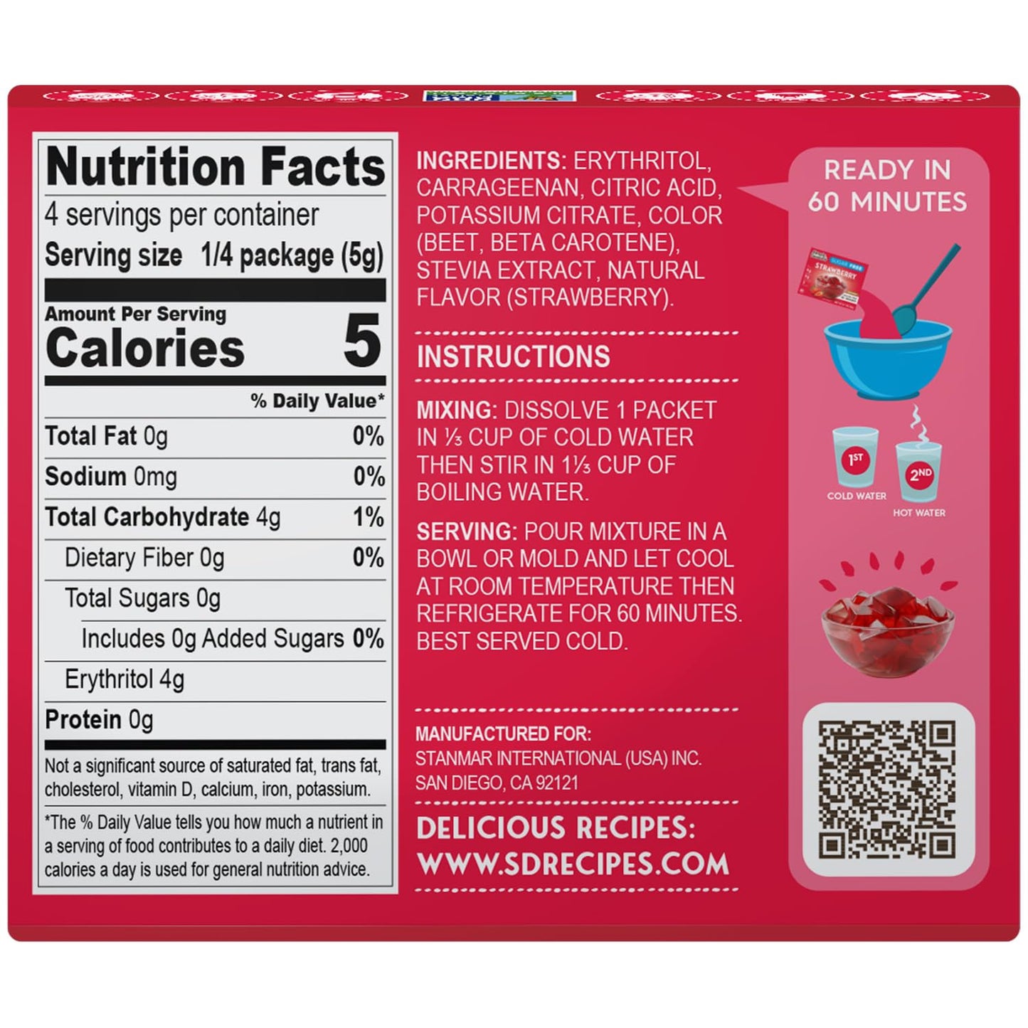 Simply Desserts Sugar-Free Strawberry Jel, 6-Pack – Vegan Dessert, Keto Snacks, Diabetic Friendly & Kosher, 1.7 Oz Ea