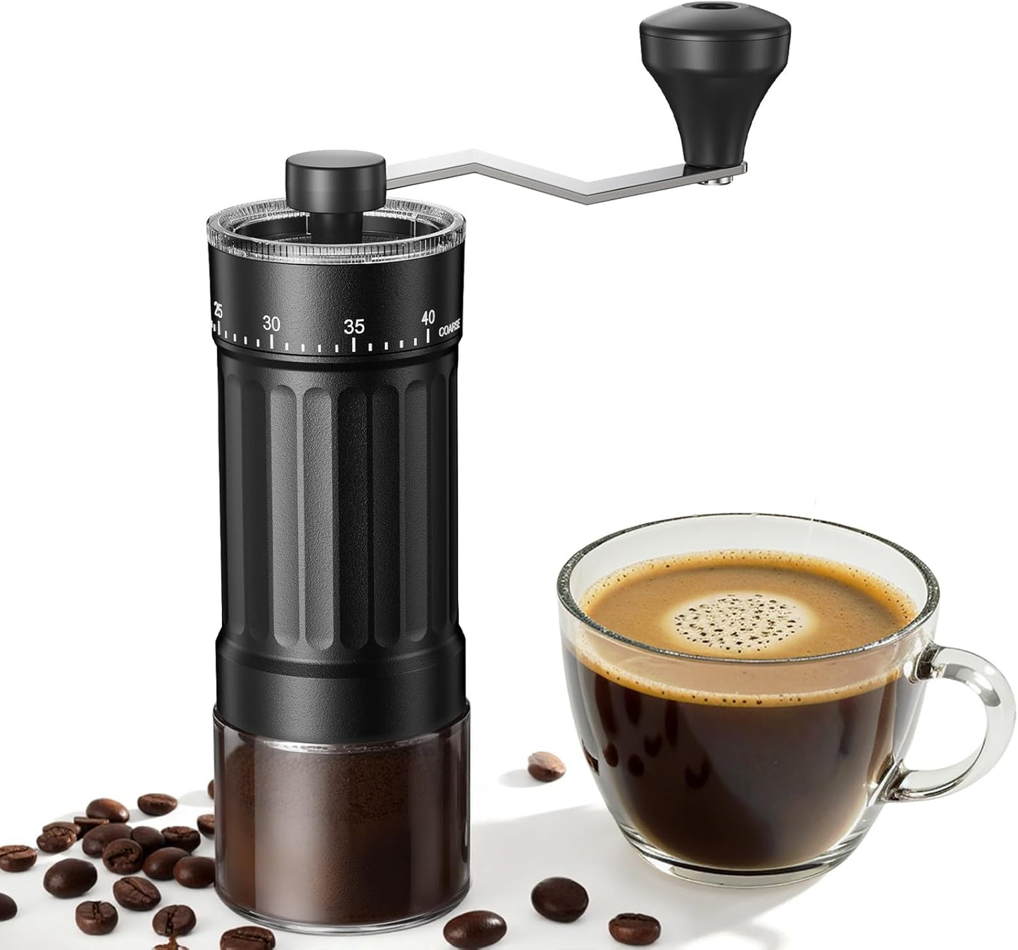 Mini Manual Coffee Grinder with 40 Adjustable Settings, Portable Hand Coffee Bean Mill with 30g Capacity, Conical Burr Coffee Grinder with Crank for Travel, Camping, Office, Espresso, Pour Over, etc