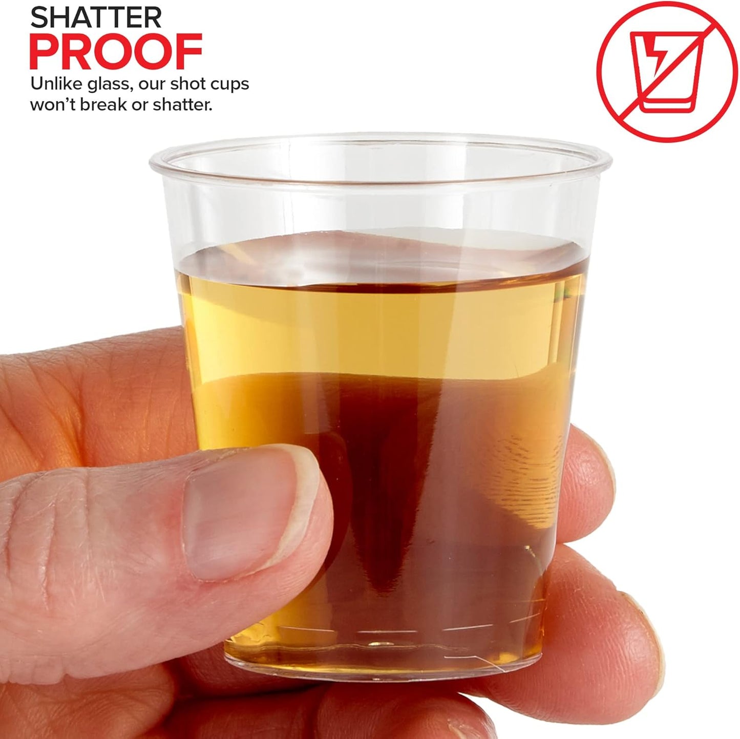 1.5 oz Shot Glasses - 100 Mini Plastic Shot Glasses (1.5oz) Clear Disposable Cups for Jello Shots, Wine Tasting, Liquor, Whiskey, Pudding, Sample Cup for Halloween and Elegant Partiest