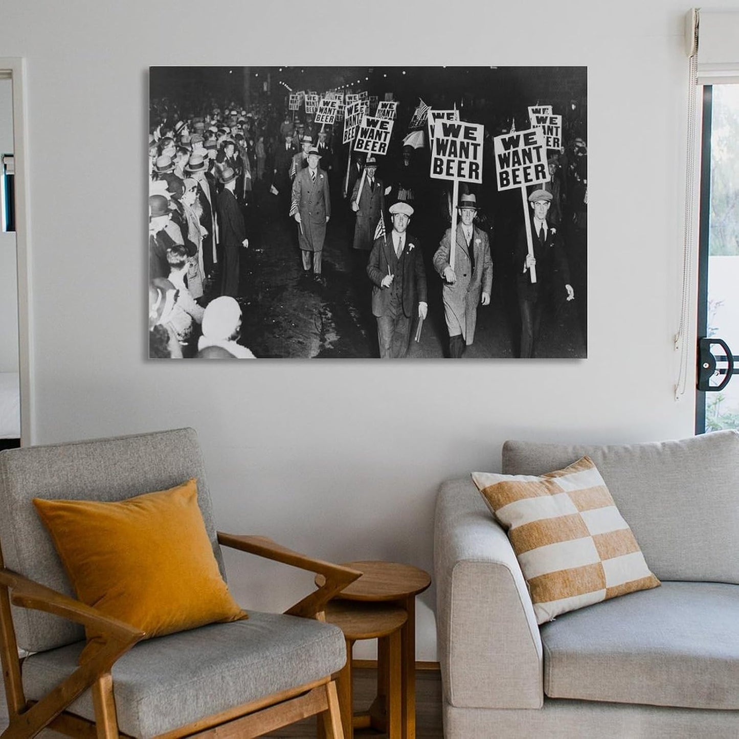 We Want Beer Signs Protesta Against Prohibition Art Print Vintage Poster Bar Black And White Decor Canvas Printing Poster, For Events, Restaurants, Hotels Wall Decor 16x24inch(40x60cm)