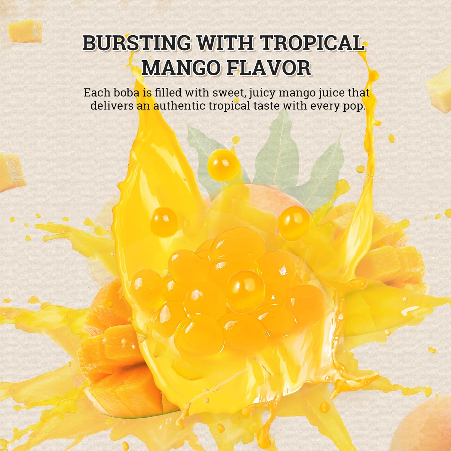 52USA Mango Popping Boba (1000g), Popping Pearls for Bubble Tea, Beverages, Sweets, Ice Cream, Shakes, Desserts & Smoothies Topping, 1.1 Pound (Pack of 2)