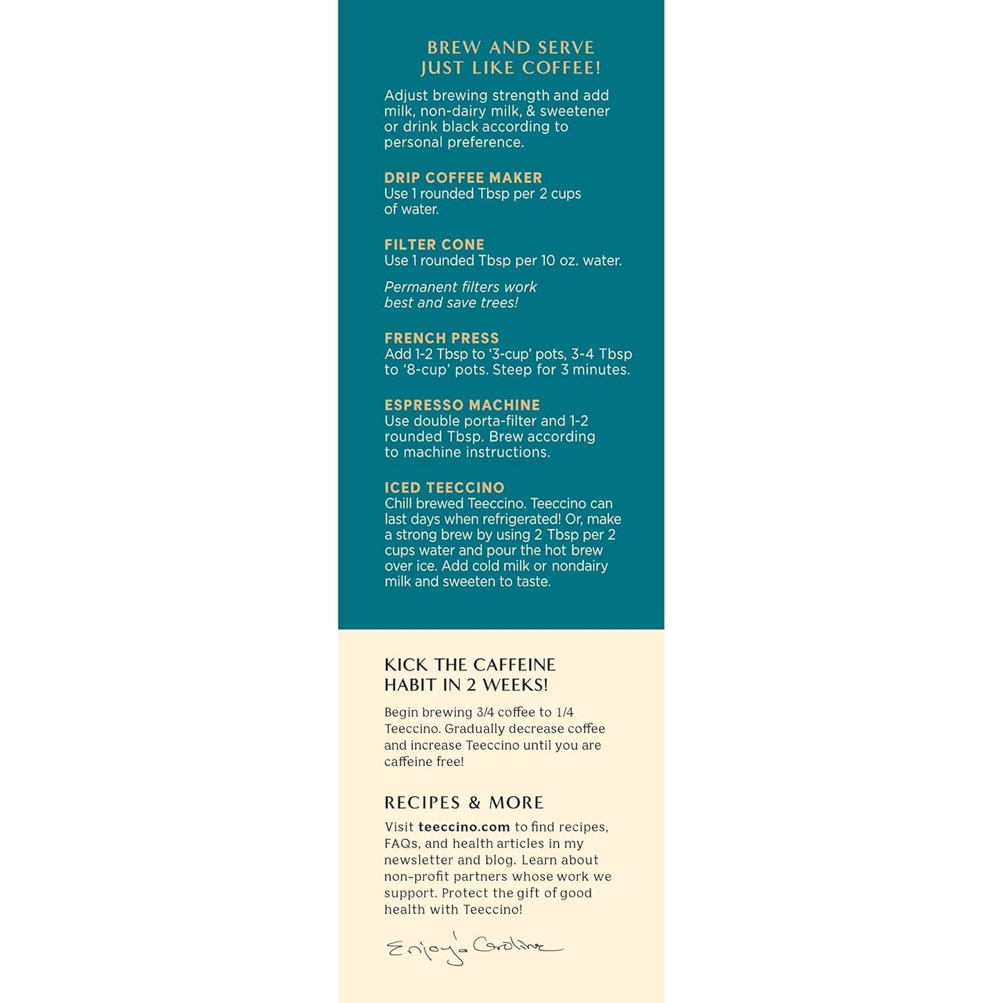 Teeccino Dandelion Turmeric Herbal Coffee - Caffeine-Free Coffee Alternative with Prebiotics, Gluten Free, Acid Free, Organic - Medium Roast, 10 oz