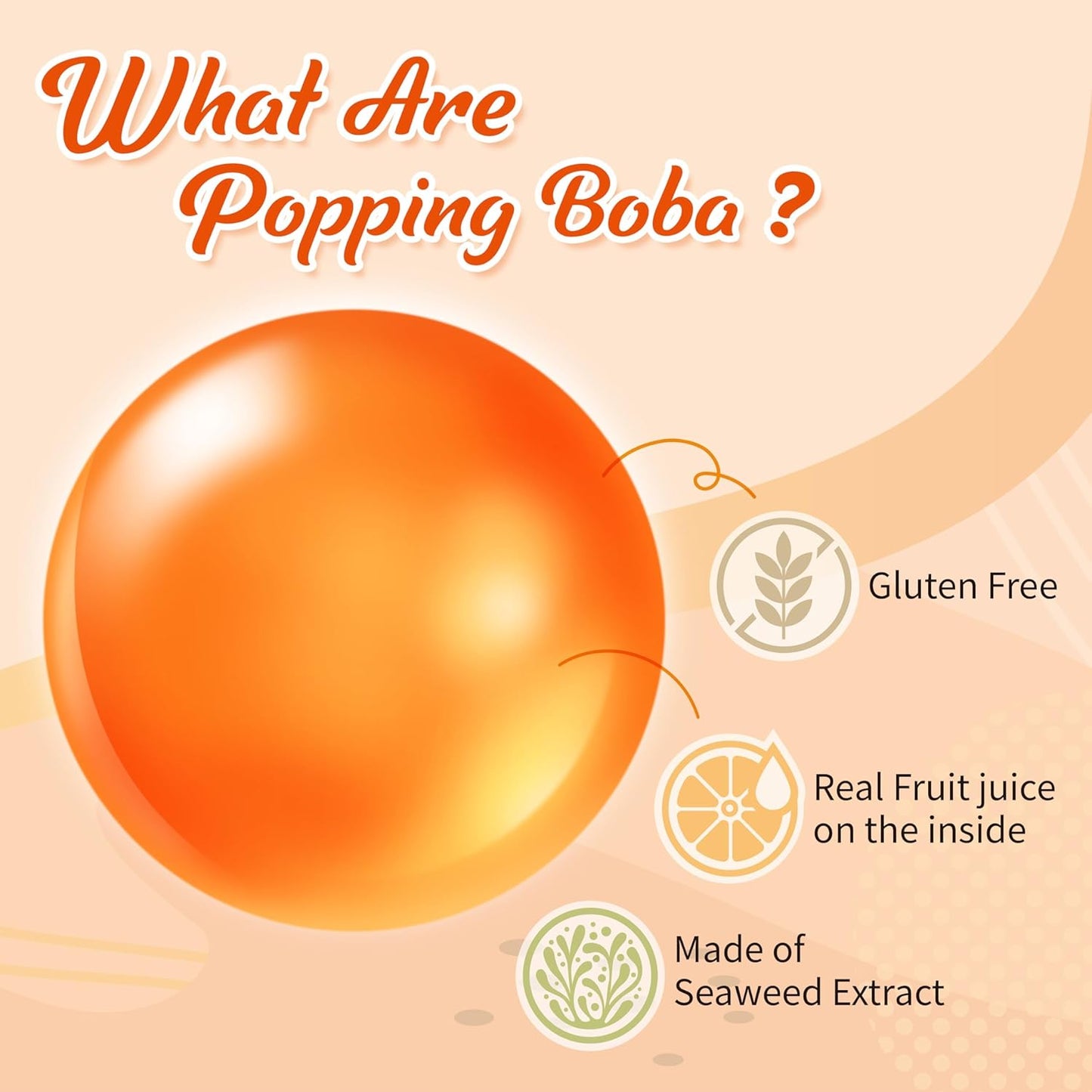 J WAY Bursting Popping Mango Boba Pearls, Mango Syrup, Non-Dairy, Fat-Free Popping Tapioca Boba for Beverages, Sweets, Ice Cream (2LB, 1 Pack)