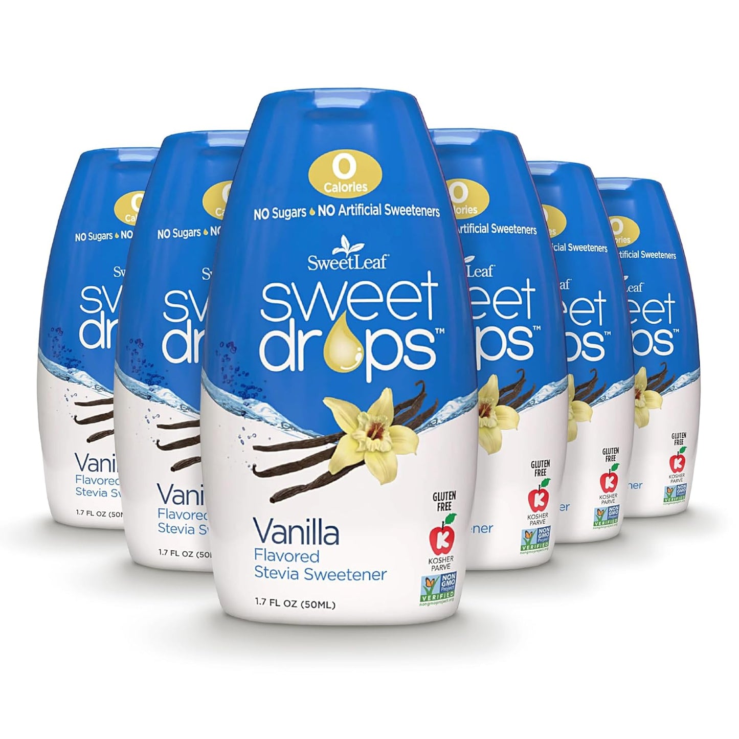 SweetLeaf Sweet Drops Vanilla Stevia Liquid Sweetener - Flavor Foods, Keto Coffee with Sugar Free, 0 Calorie, Non-Glycemic Response SweetLeaf Stevia Drops, 1.7 Fl Oz Ea (Pack of 6)