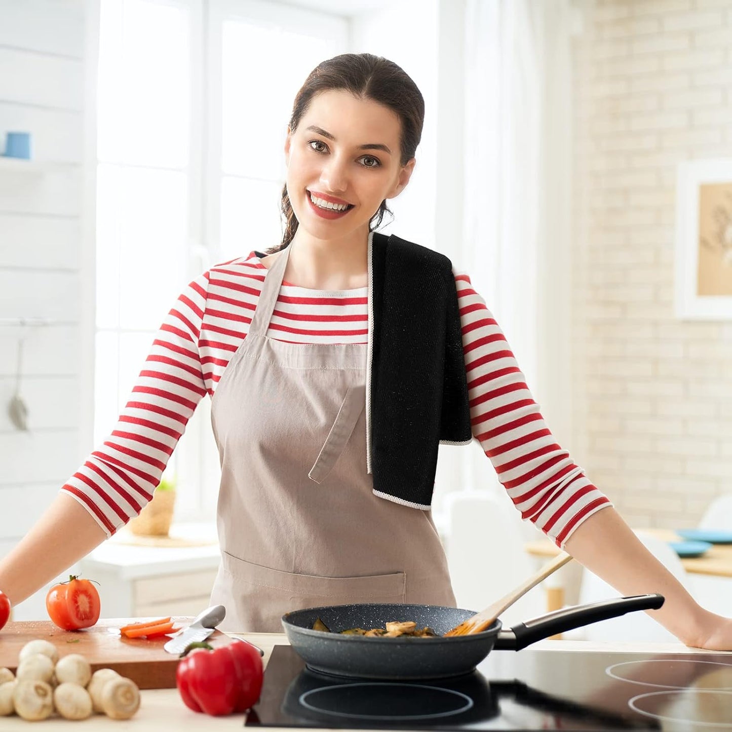 Ferraycle 4 Pieces Kitchen Dish Cloths Coffee Kitchen Hand Towels Absorbent Tea Towels 24 x 16 Inches, Coffee Lover Gift Bar Decorative Dish Cloths Rags, for Farmhouse(Mainly Black,Truck Style)