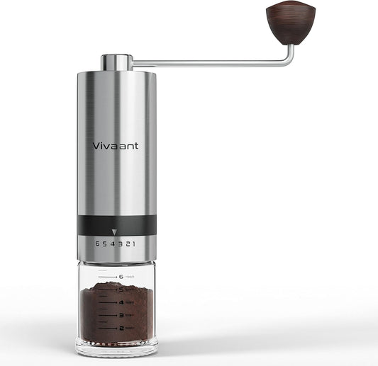 Coffee Grinder Manual Capacity 32g - Stainless Steel Conical Burr Coffee Grinder Hand, Manual Coffee Grinder Espresso with Adjustable Settings, Portable Coffee Bean Grinder for French Press