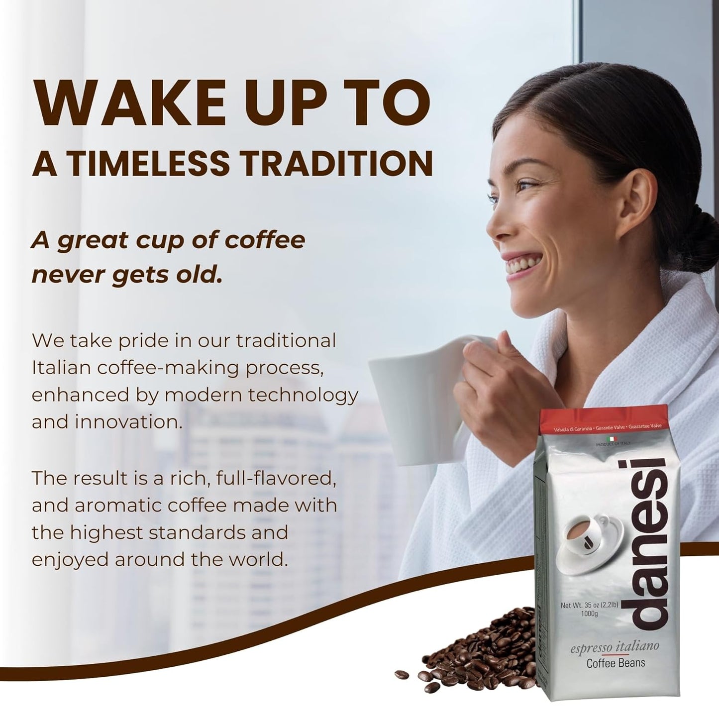 Danesi Caffe Italian Whole Coffee Beans - Espresso Coffee Beans and Medium Roast Whole Bean - Classic (4.4 lb)