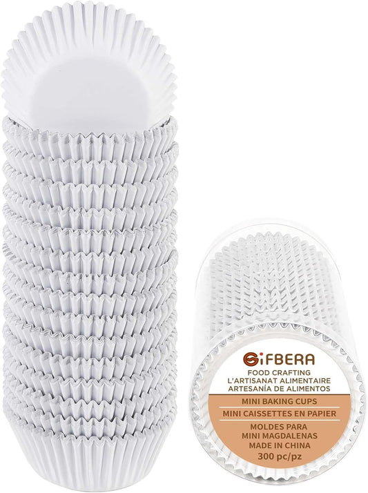 Gifbera White Foil Cupcake Liners Mini Size Muffin Baking Cups 300 Count